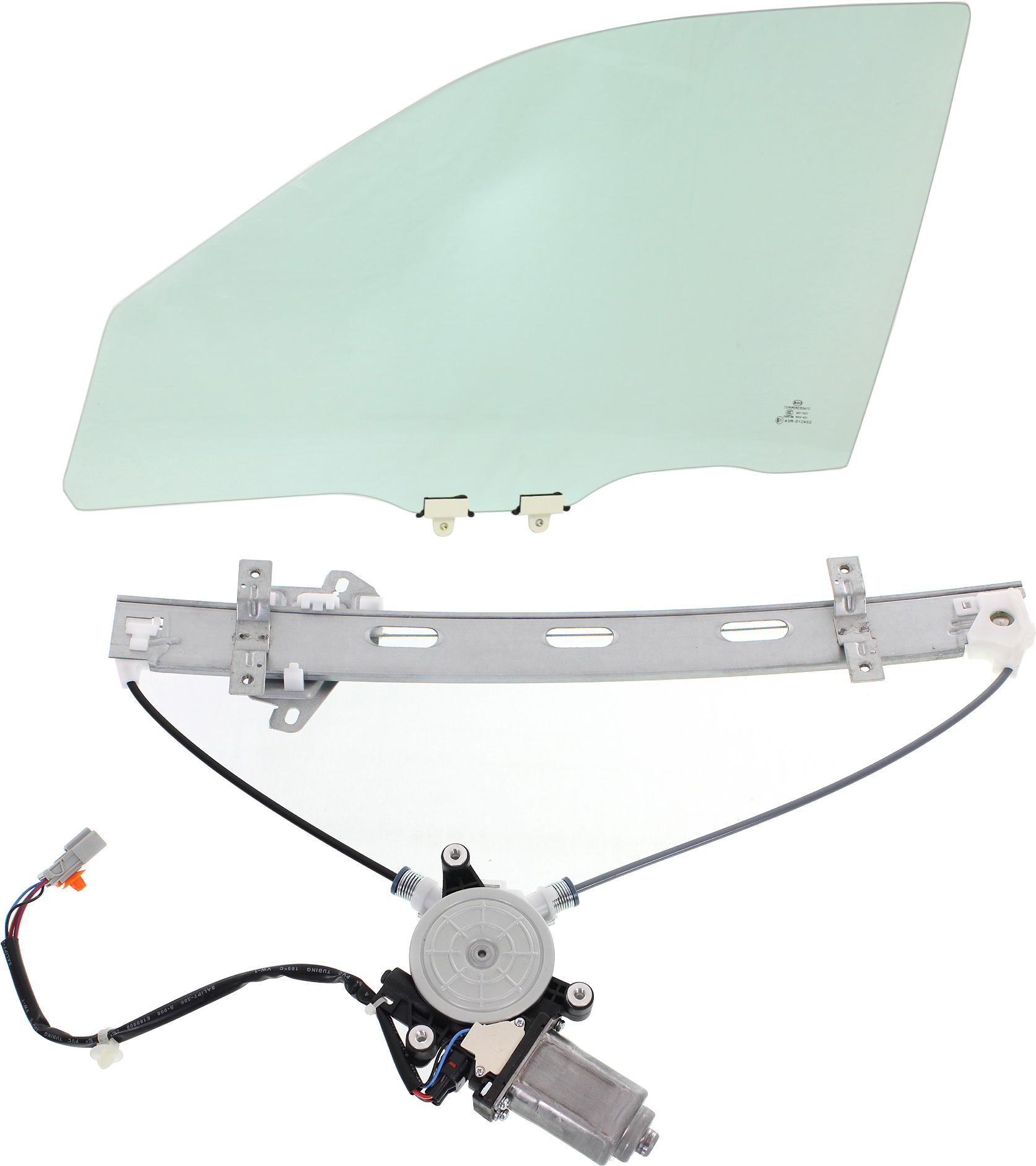 AM CIVIC 01-05 FRONT DOOR GLASS LH Green Tint 2 pc Kit with Window Regulator Sedan Canada USA Built Vehicles With Clip SKU KIT 063017-48 Partslink HO1350108 OEM 73350S5D305 FD21061GTYN 72250S