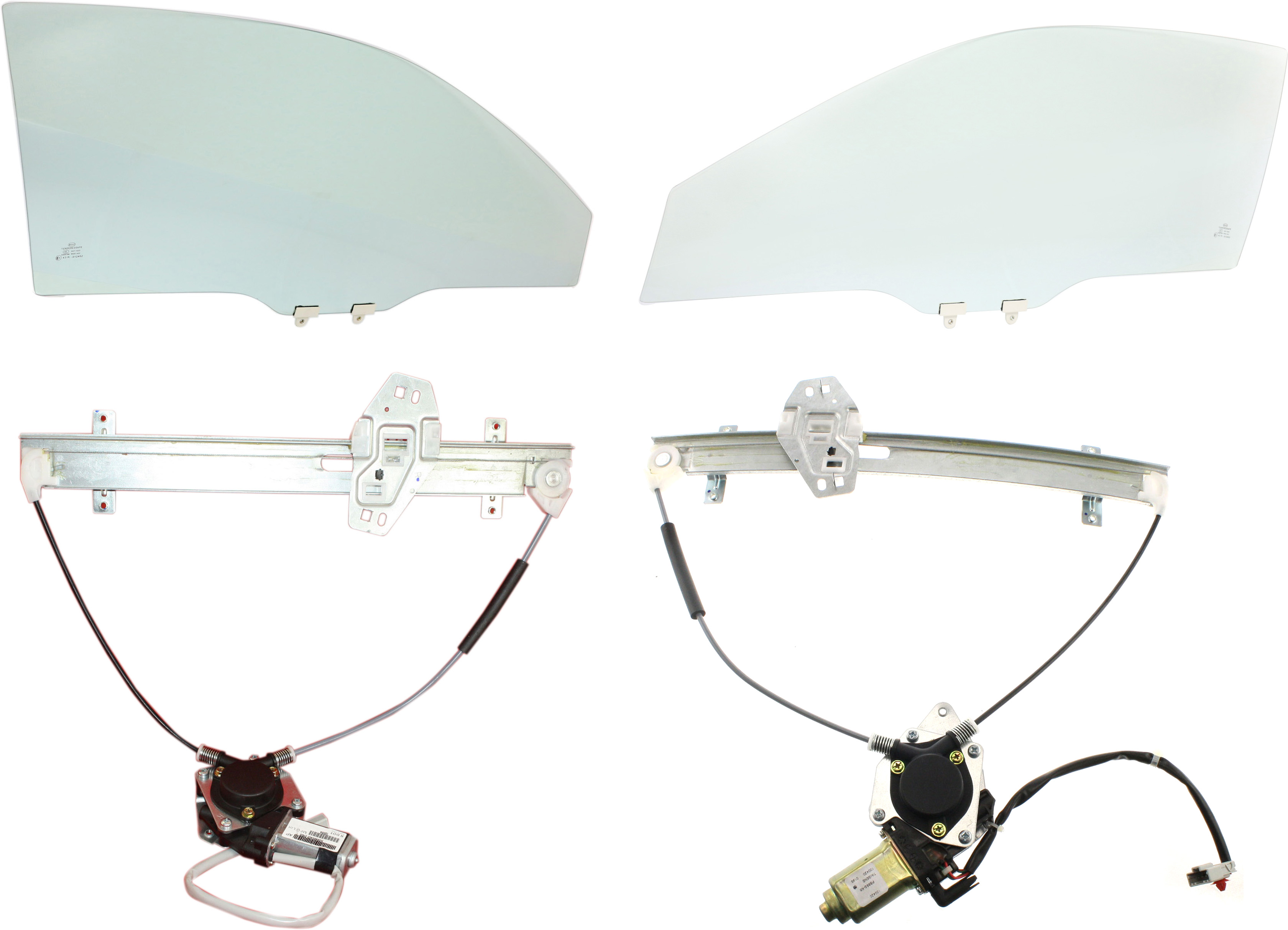 AM CIVIC 01-05 FRONT DOOR GLASS RH and LH Green Tint 4 pc kit Power with Motor with Clip Coupe Hatchback SKU KIT 063017-50 Partslink HO1350124 HO1351124 OEM 73300S5PA00 FD21173GTYN 73350S