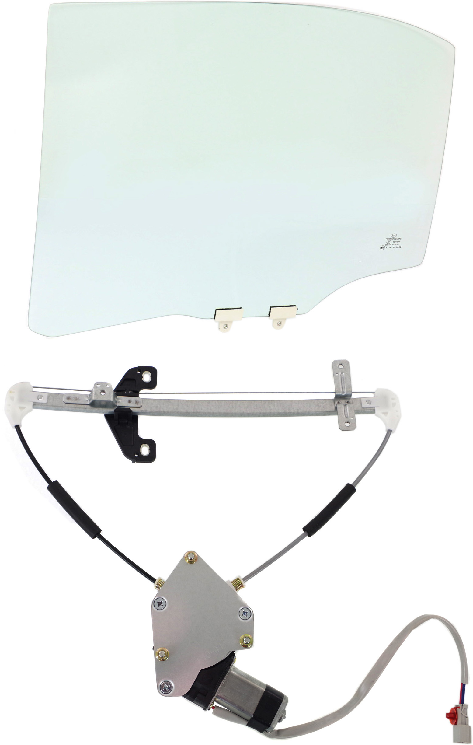 AM CIVIC 01-05 REAR DOOR GLASS LH 2 pc Kit Sedan with Window Regulator SKU KIT 063017-54 Partslink HO1550103 OEM 73450S5AJ21 FD21065GTYN FD2106