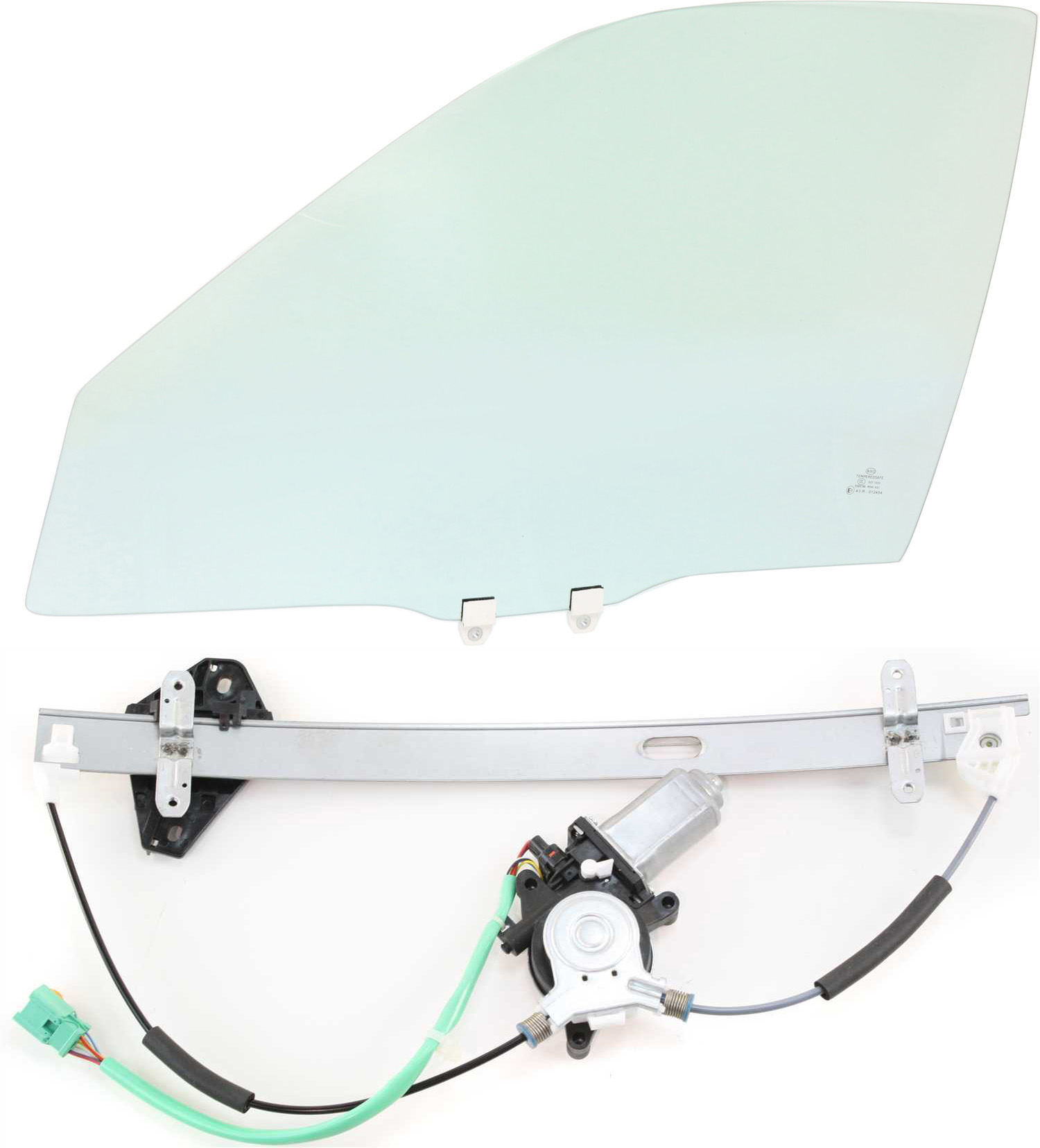 AM CR V 02-06 FRONT DOOR GLASS LH 2 pc Kit with Window Regulator SKU KIT 063017-72 Partslink HO1350111 OEM 73350S9AA01 FD21572GTYN 72250S