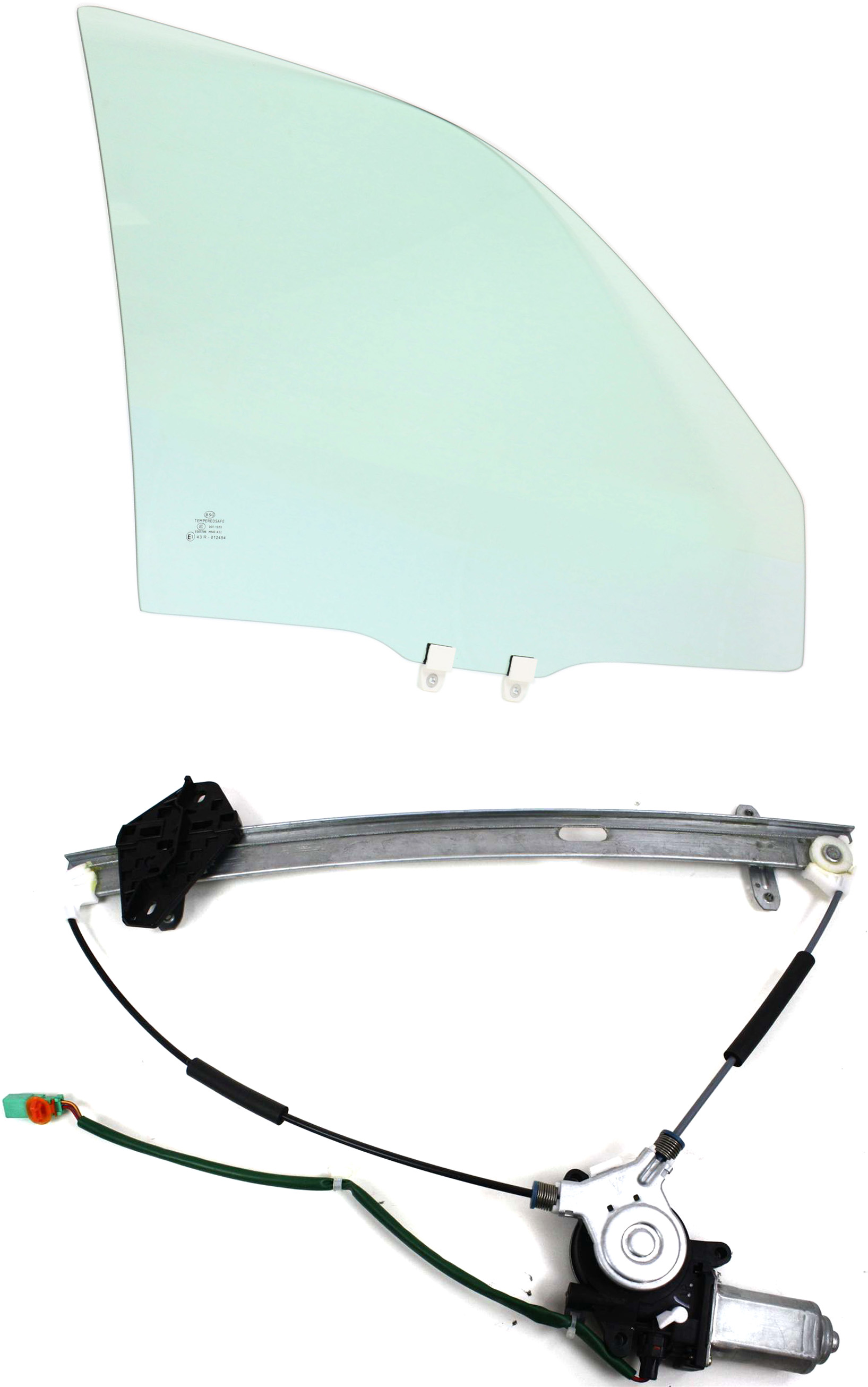 AM CR V 02-06 FRONT DOOR GLASS RH 2 pc Kit with Window Regulator SKU KIT 063017-73 Partslink HO1351111 OEM 73300S9A900 FD21571GTYN 72210S