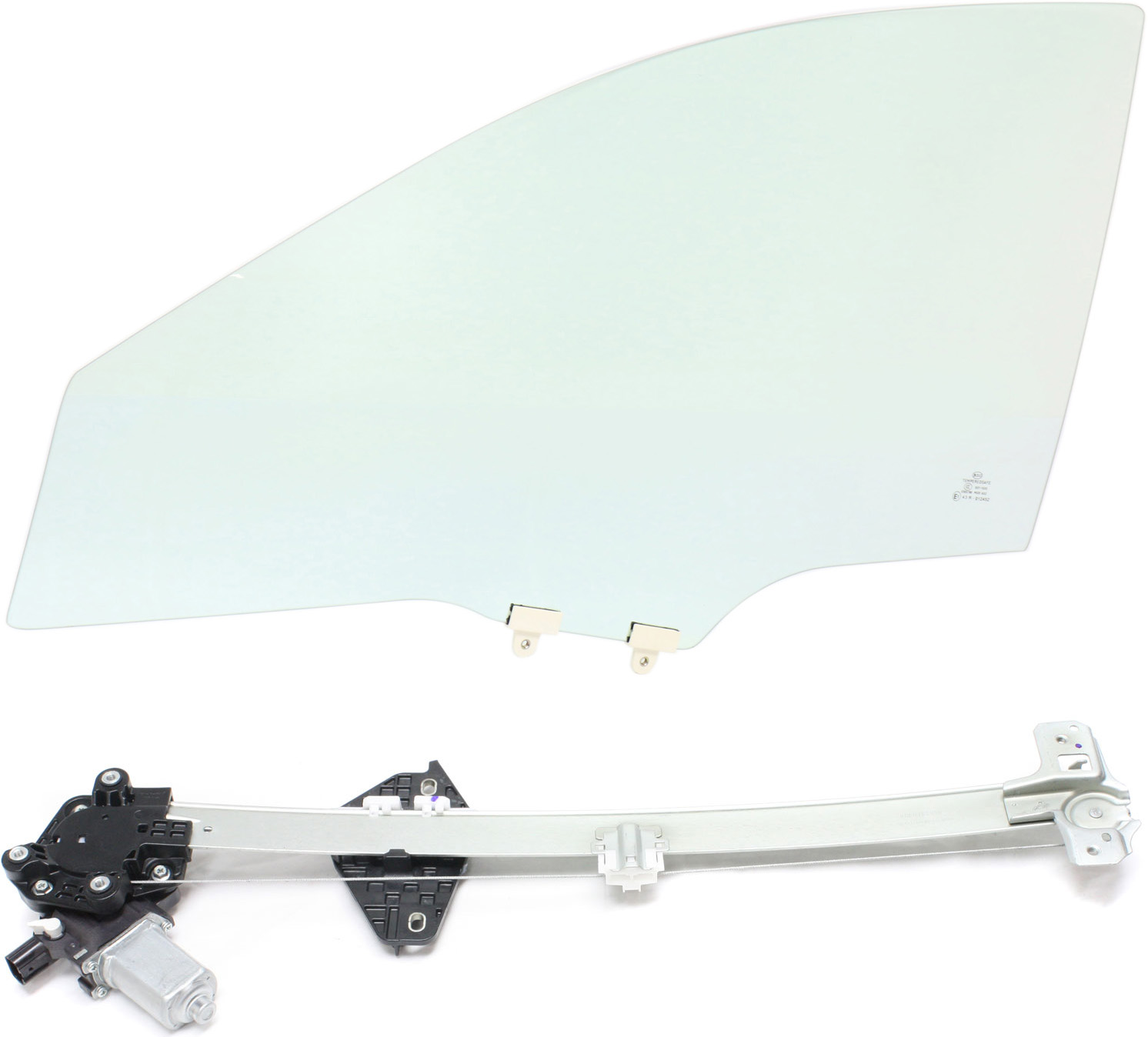 AM CR V 07-11 FRONT DOOR GLASS LH 2 pc Kit with Window Regulator SKU KIT 063017-85 Partslink HO1350150 OEM 73350SWAA00 FD23272GTYN 72250S