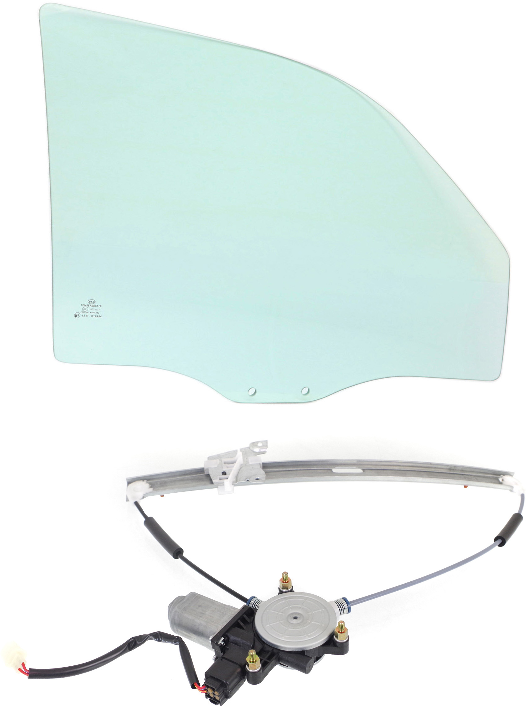 AM ESCAPE 08-12 MARINER 08-11 FRONT DOOR GLASS RH Green Tint Set of 2 with Window Regulator Power w Motor 2 Pins 4 Door w o Clip SKU KIT 070117-13 Partslink FO1351170 OEM 8L8Z7821410A DD11259GTNN AL8Z7