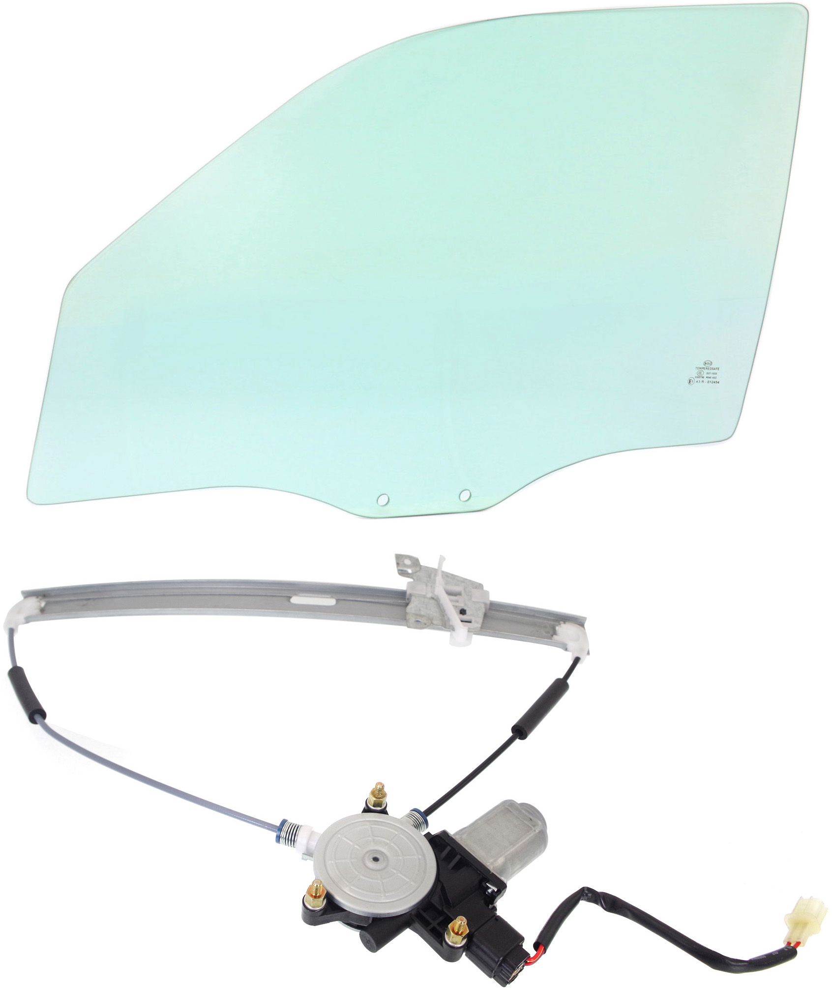 AM ESCAPE 08-12 FRONT DOOR GLASS LH Green Tint 2 pc kit with Window Regulator Power w Motor 2 Pins 4 Door w o Clip SKU KIT 070117-14 Partslink FO1350170 OEM 8L8Z7821411A DD11260GTNN AL8Z7