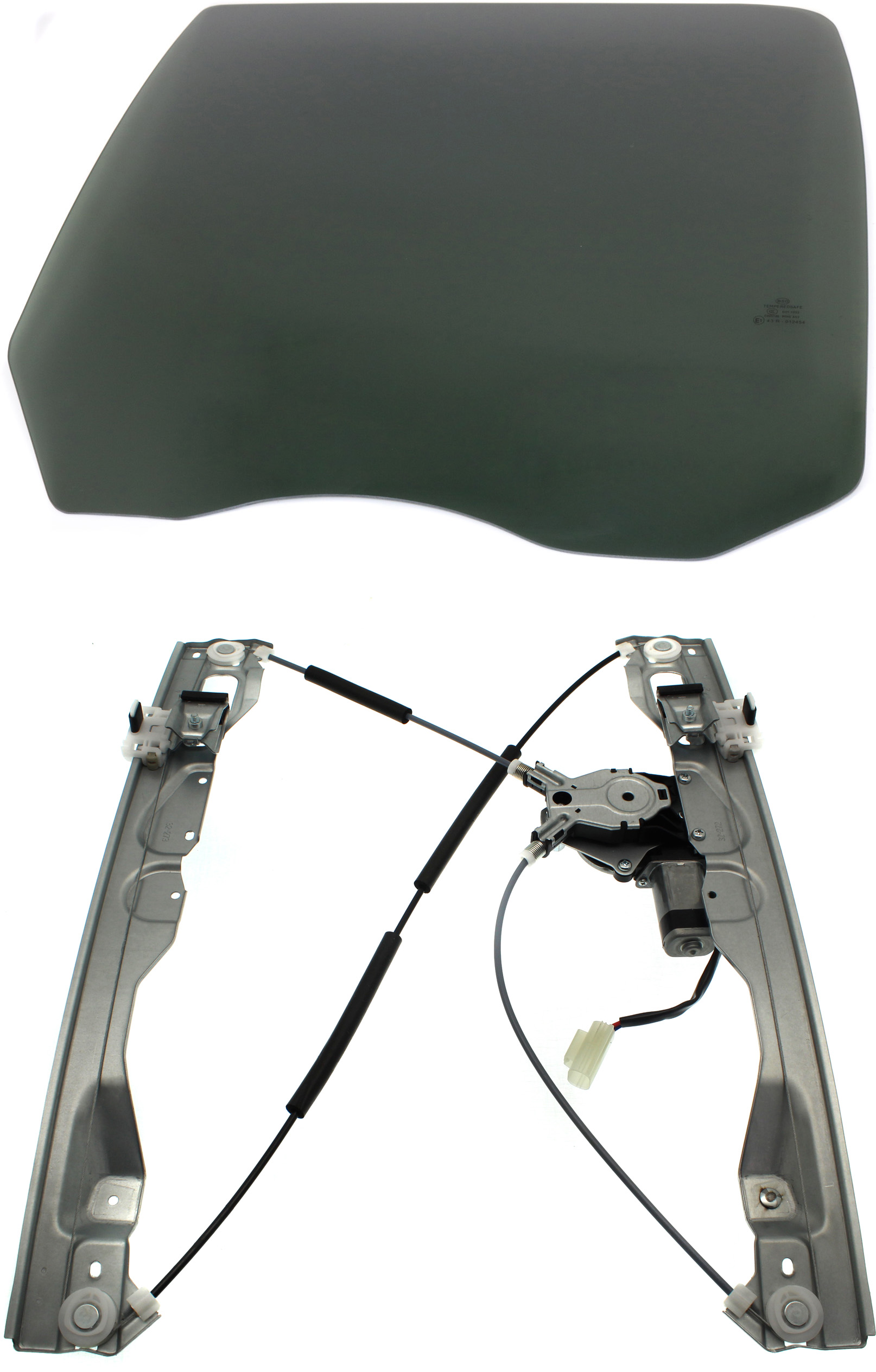 AM F 150-09-14 REAR DOOR GLASS LH 2 pc kit with Window Regulator SKU KIT 070117-46 Partslink FO1550132 OEM 9L3Z1625713C DD11519YPNN 9L3Z1