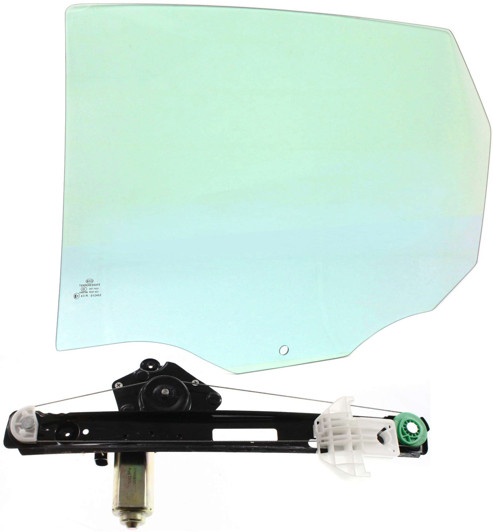 AM FOCUS 00-07 REAR DOOR GLASS LH Green Tint 2 pc Kit 5 Door Hatchback Sedan w Motor w o Clip with Window Regulator SKU KIT 070117-52 Partslink FO1550112 OEM 8S4Z5425713A DD09525GTNN DD113