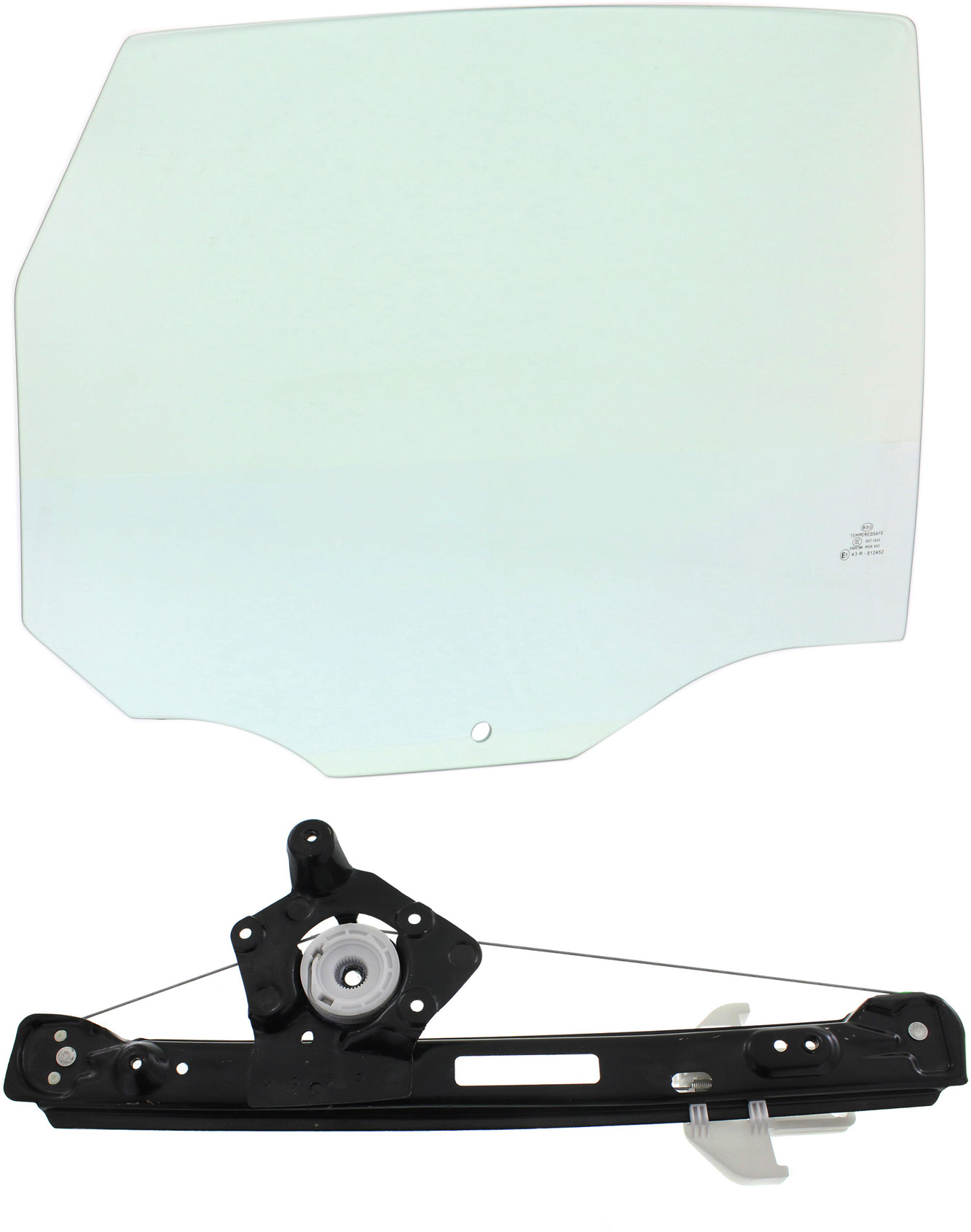 AM FOCUS 00-07 REAR DOOR GLASS RH Green Tint 2 pc Kit Sedan and Hatchback w out Clip with Window Regulator SKU KIT 070117-57 Partslink FO1551119 OEM 8S4Z5425712A DD09524GTNN DD113