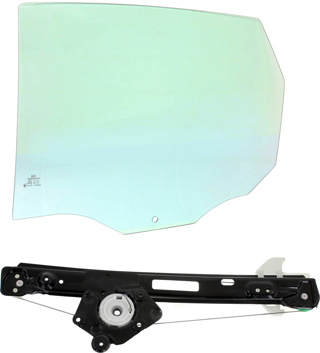 AM FOCUS 00-07 REAR DOOR GLASS LH Green Tint 2 pc Kit Sedan and Hatchback w out Clip with Window Regulator SKU KIT 070117-58 Partslink FO1550119 OEM 8S4Z5425713A DD09525GTNN DD113