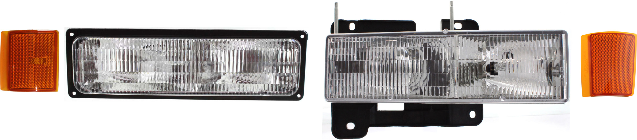 AM YUKON 94-99 HEAD LAMP RH Assembly Halogen 4 pc Kit with Reflector Side Marker and Turn Signal Light SKU KIT 070117-74 Partslink GM2503101 GM2551148 GM2551145 GM2521128 OEM 15034930-5977464-5977740-59768