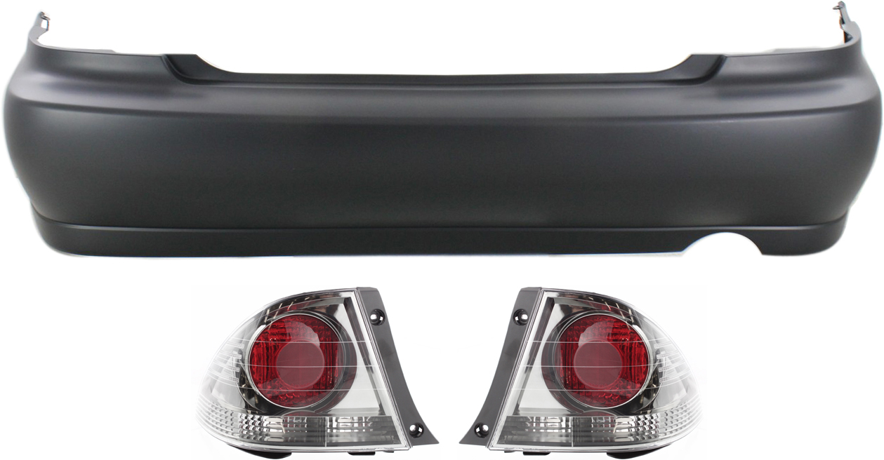 AM IS300-02-03 REAR BUMPER COVER Primed 3 pc Kit with Tail Light SKU KIT 070117-98 Partslink LX1100112 LX2819103 LX2818103 OEM 5215953902-8155153032B0-815615