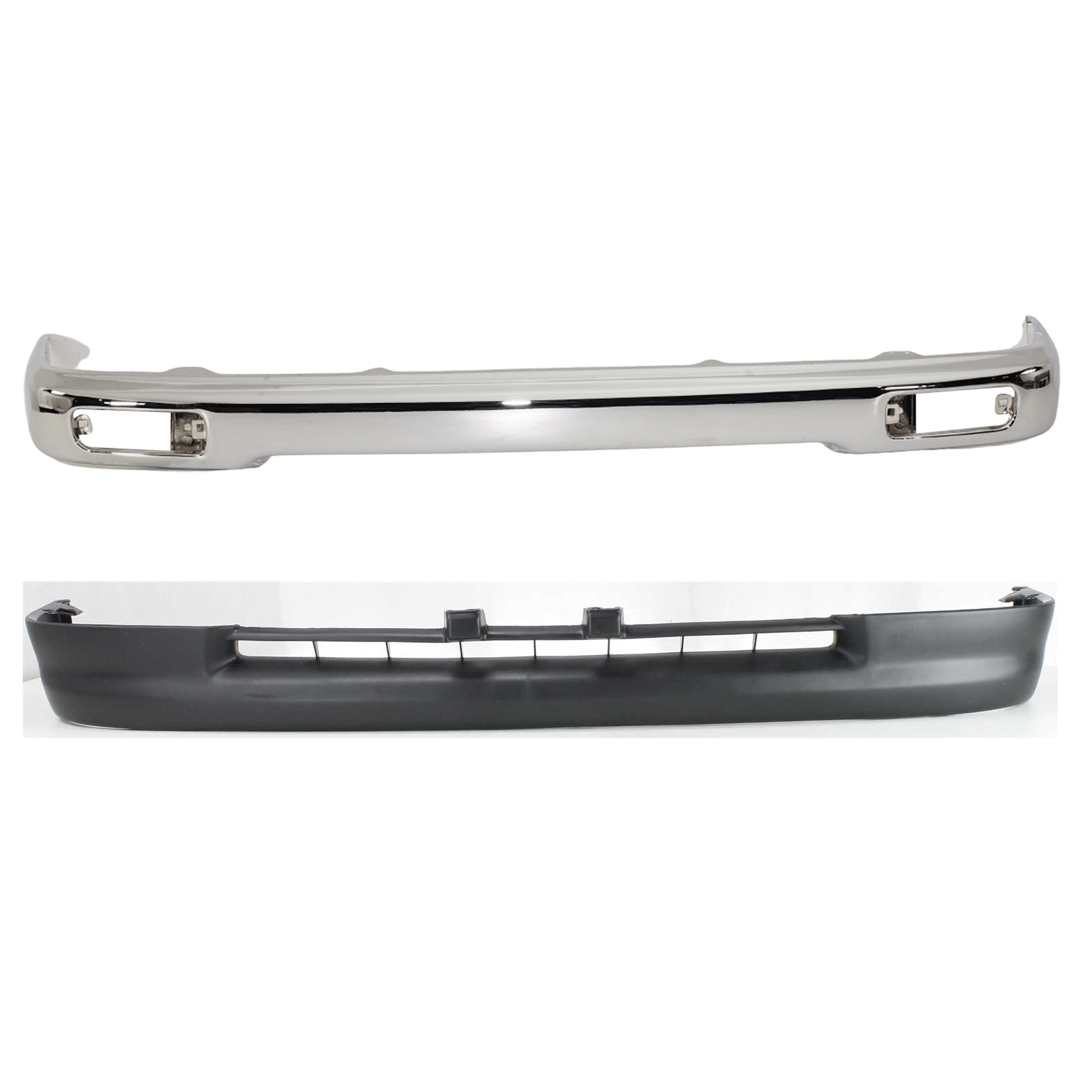 AM TACOMA 95-97 FRONT BUMPER Chrome 2 pc kit with Valance 2WD SKU KIT 070217-52 Partslink TO1002154 TO1095169 OEM 5210104060-5391104041