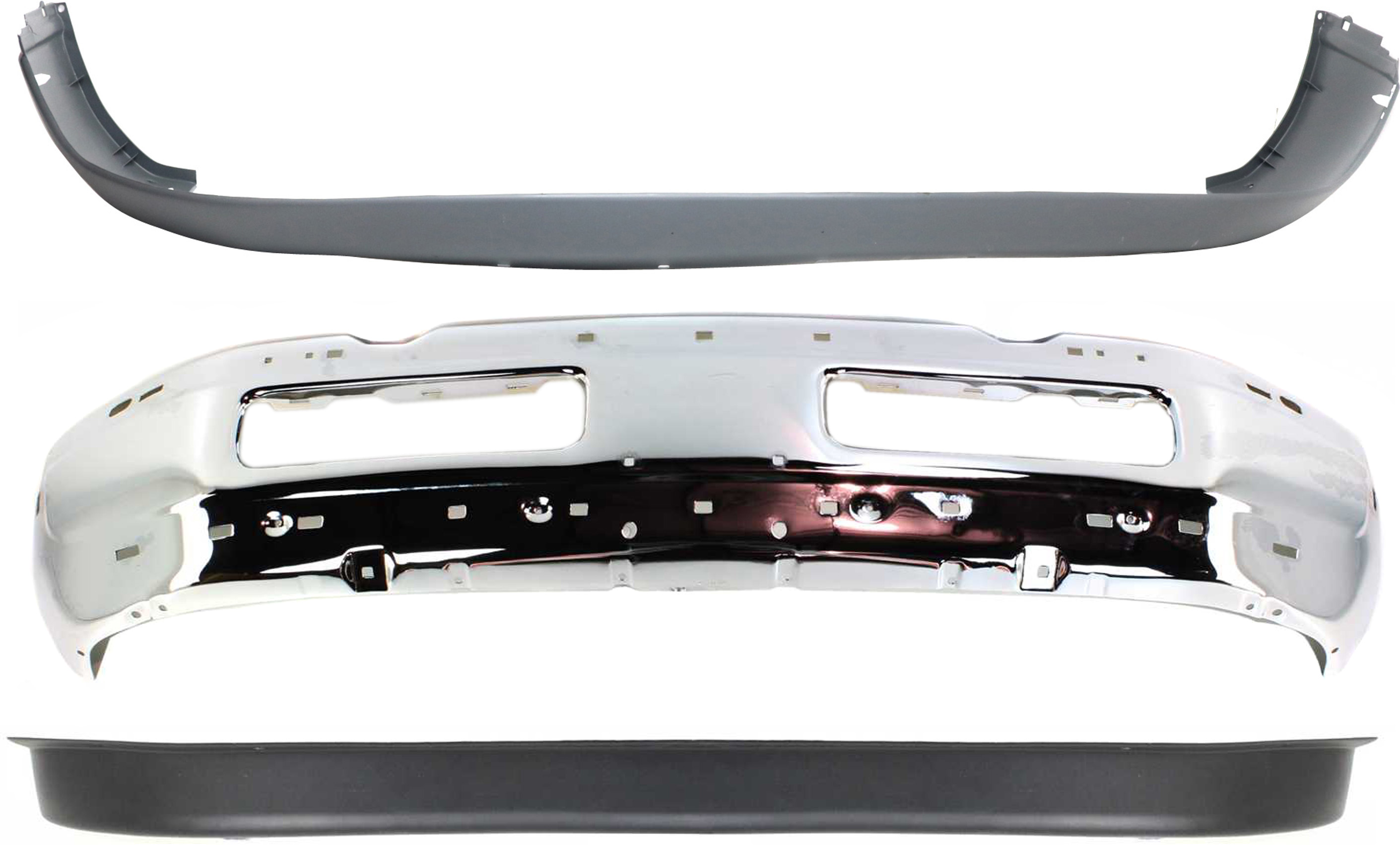 AM DODGE FULL SIZE P U 94-02 FRONT BUMPER COVER Lower Unprimed 3 pc Kit with Bumper and Valance SKU KIT 070217-55 Partslink CH1000232 CH1002256 CH1002172 CH1090124 OEM 55076614AC 55076599AG 55274749