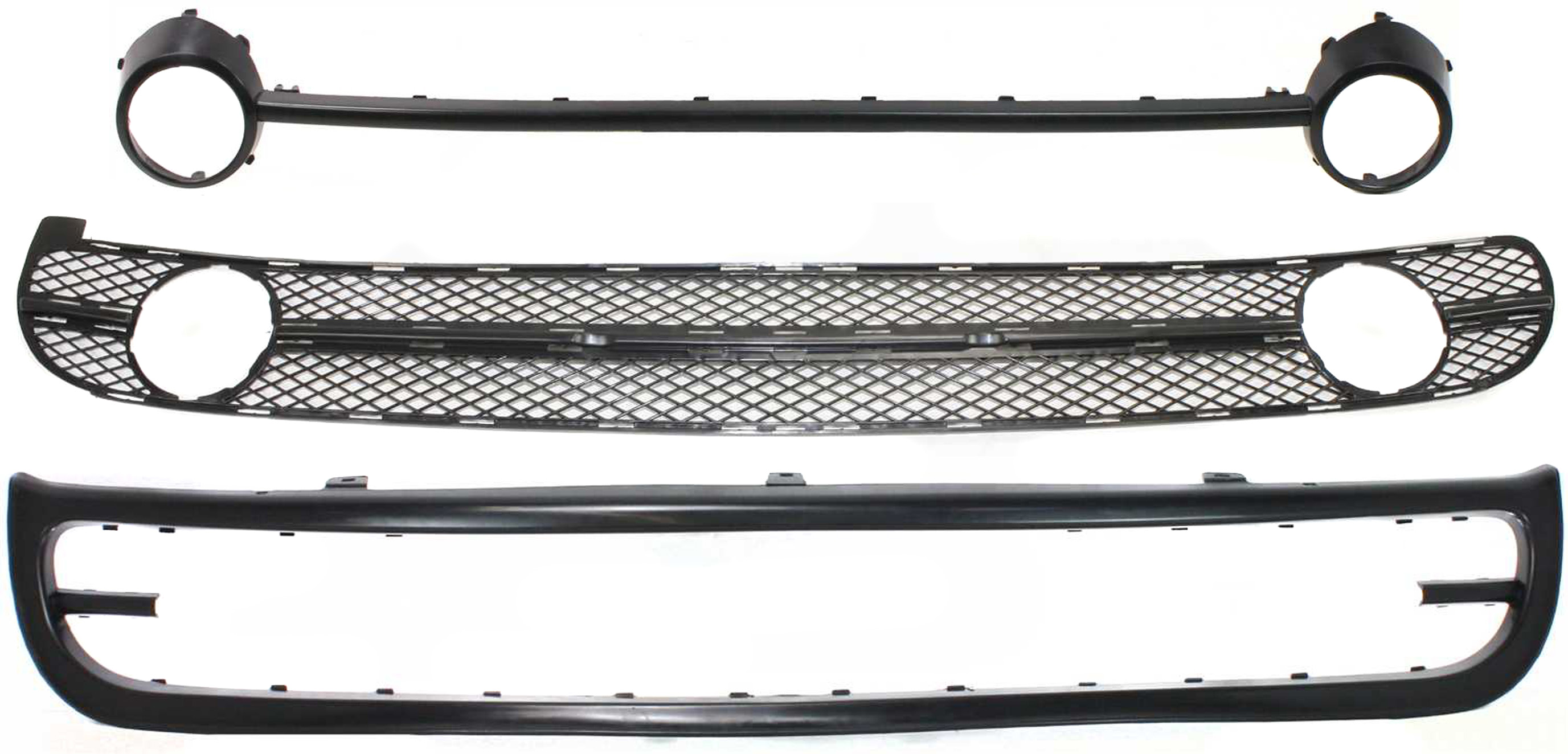 AM BEETLE 98-00 FRONT LOWER VALANCE 3 pc Kit with Bumper Grille and Bumper Trim SKU KIT 070217-56 Partslink VW1094109 VW1200127 VW1044101 OEM 1C0805903CGRU 1C0807681C01C 1C