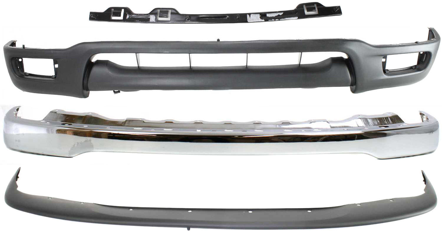 AM TACOMA 01-04 FRONT BUMPER Chrome 4 pc kit with Bumper Filler Valance and Bumper Retainer SKU KIT 070217-60 Partslink TO1002174 TO1087112 TO1065101 TO1095196 OEM 52101AD030-52119AD010-52533AD0