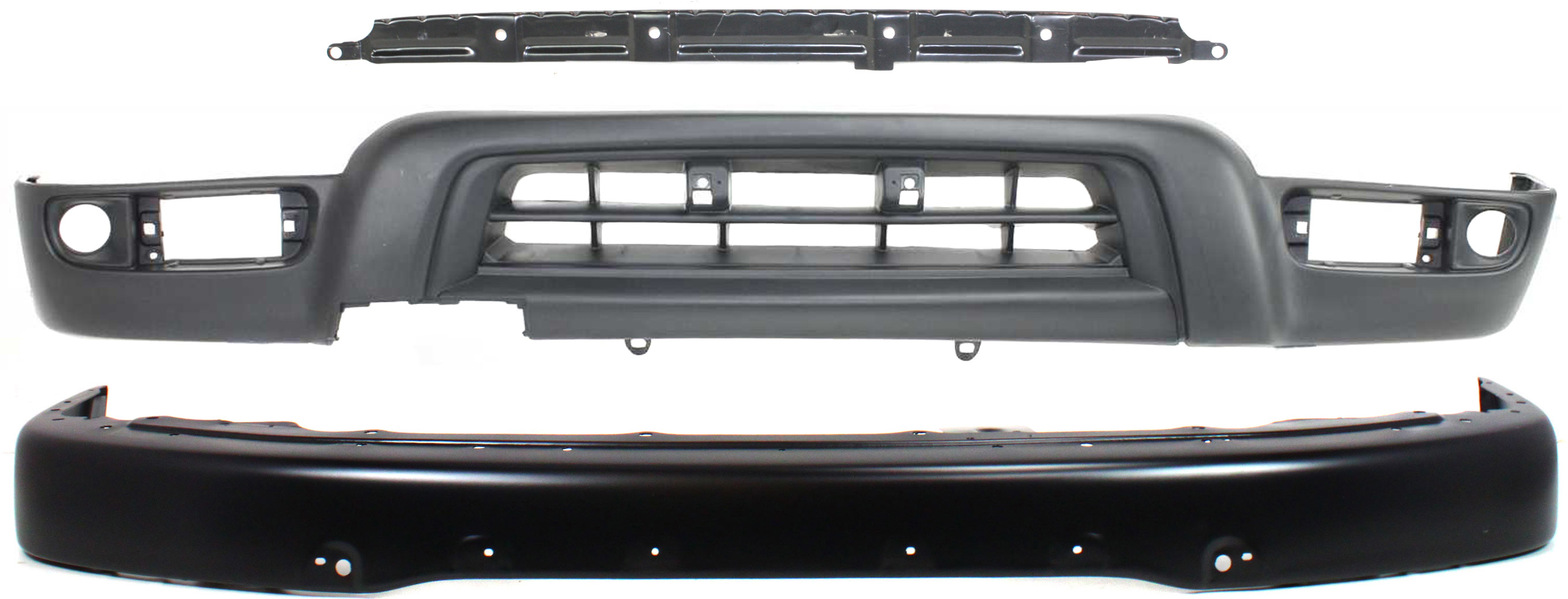 AM 4RUNNER 99-02 FRONT BUMPER Painted Black 3 pc kit with Valance Retainer Base SR5 Limited Models SKU KIT 070217-61 Partslink TO1002166 TO1041101 TO1095181 OEM 5210135927-5391535010-53911359