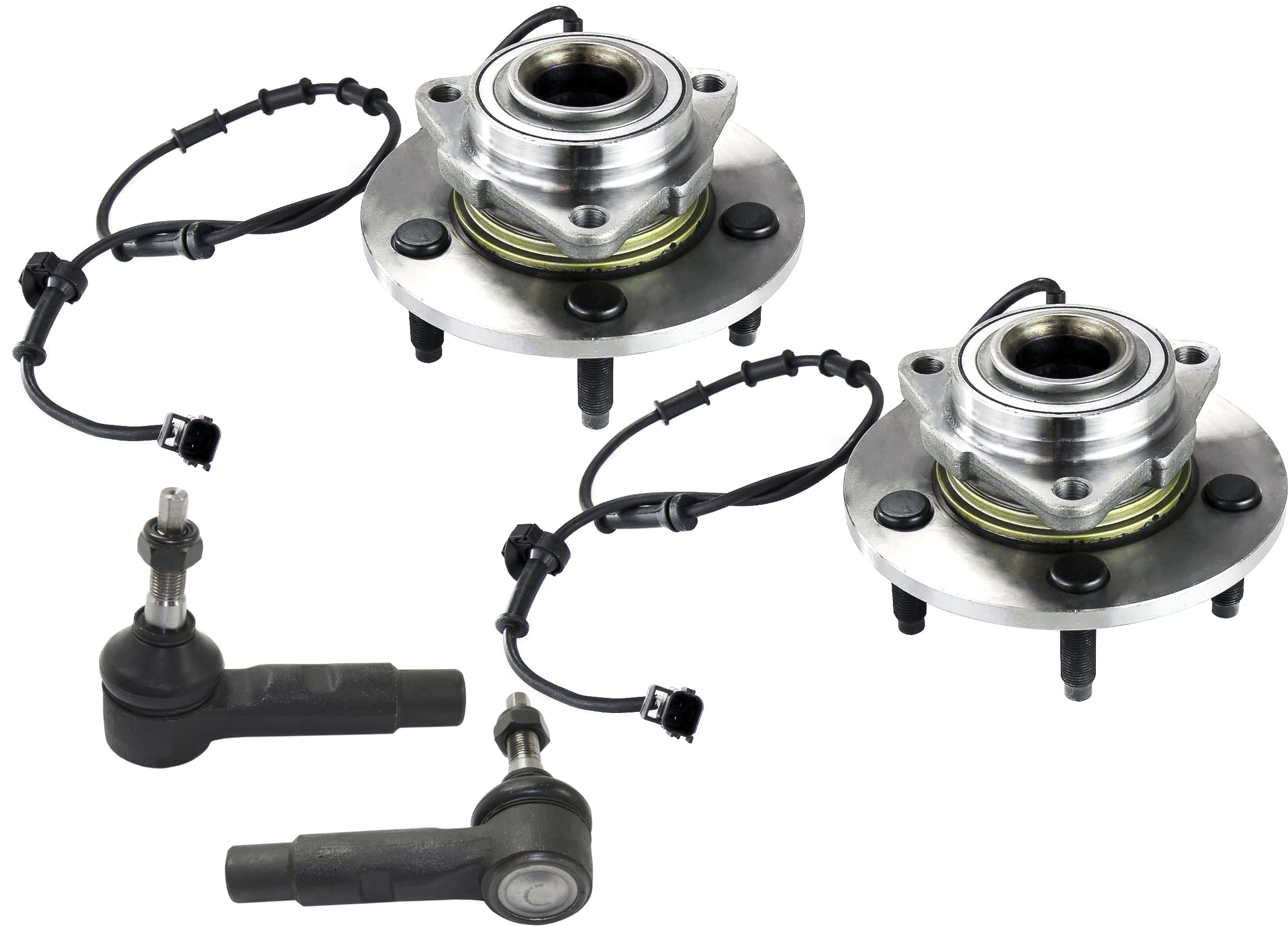 AM RAM 1500-02-05 FRONT HUB ASSEMBLY RH AND LH 4 pc Kit with Tie Rod Ends SKU KIT 070217-97 OEM 52070323AA 2693177-4011840-401