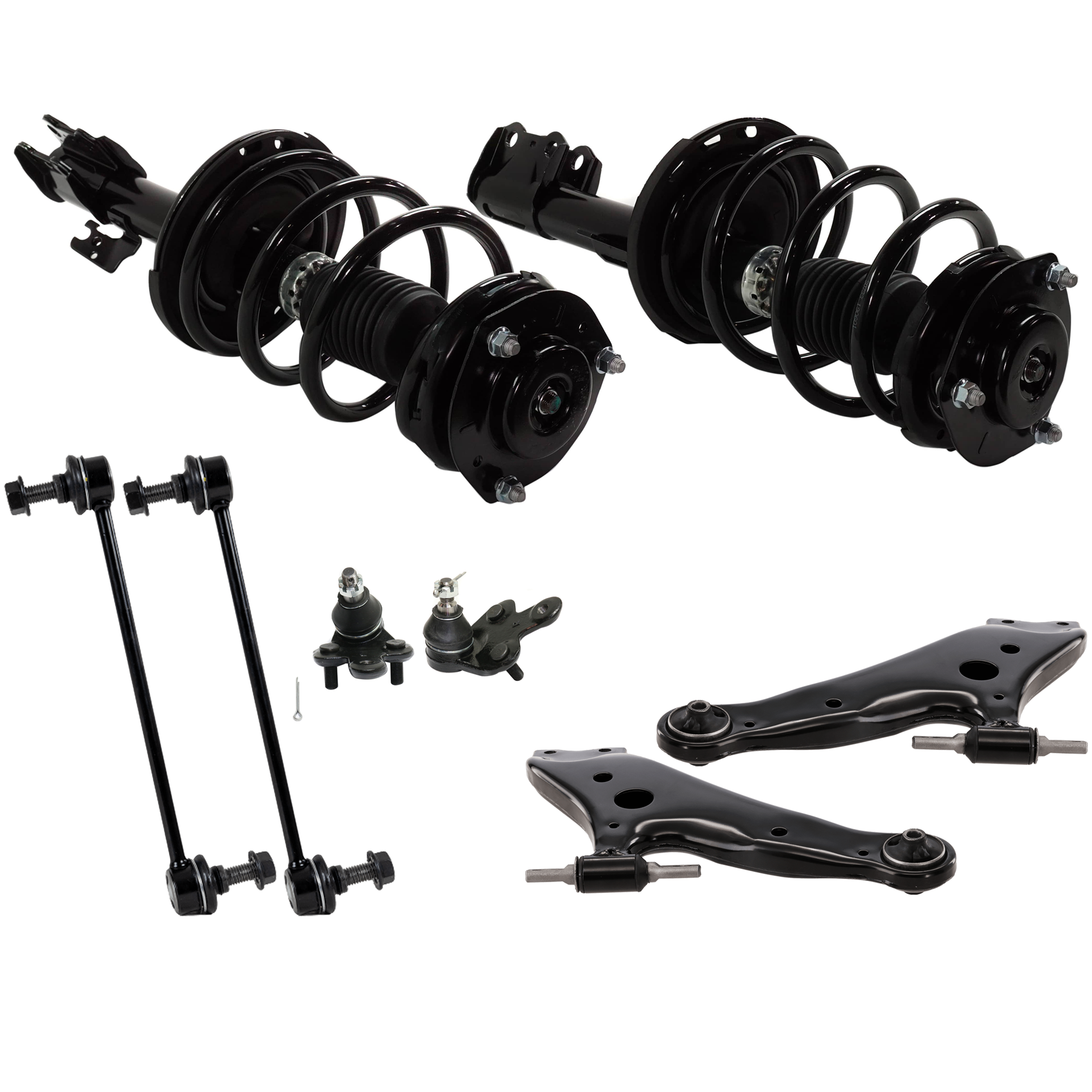 AM RX350 RX450H 10-15 FRONT FULLY LOADED STRUT RH AND LH 8 pc kit with Ball Joints Control Arms and Sway Bar Links SKU KIT 070224 C111 OEM 4851080580-2701539577 G57563
