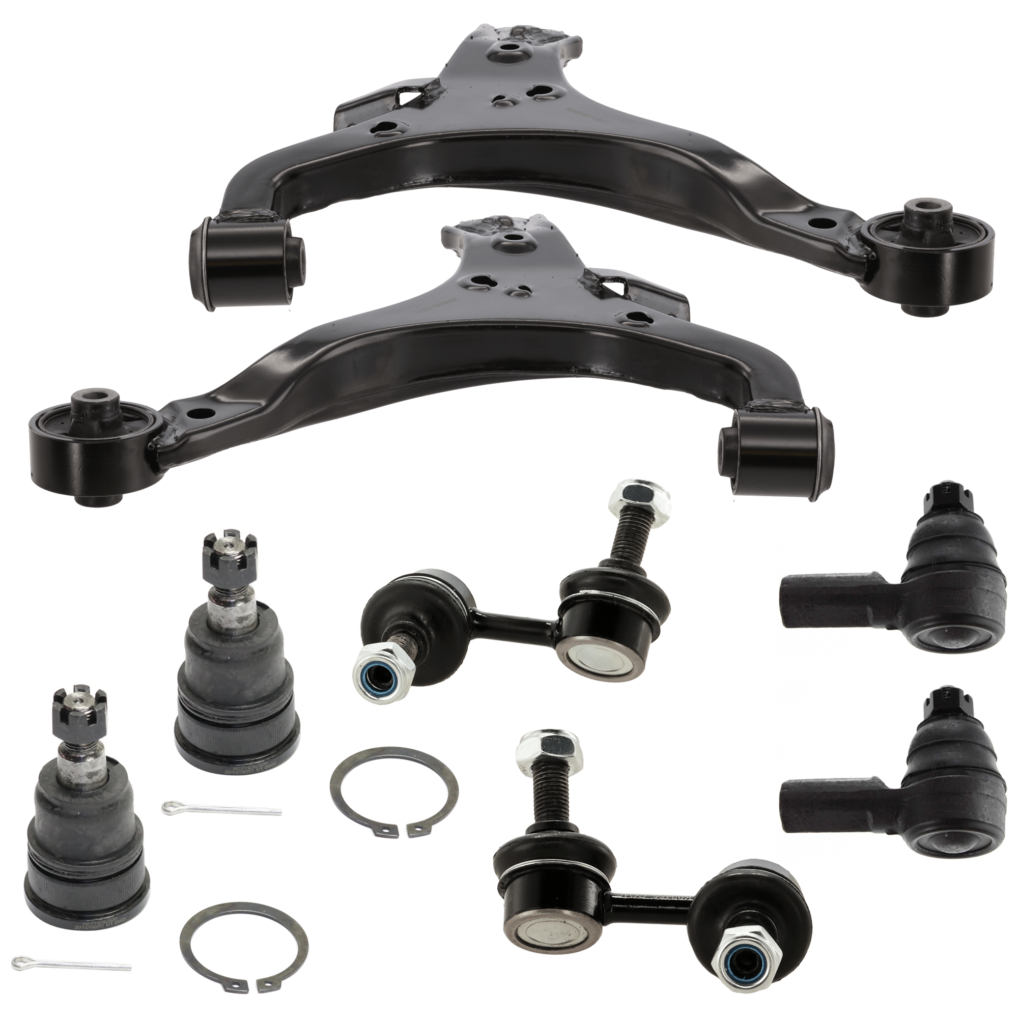 AM CIVIC 02-05 FRONT CONTROL ARM RH AND LH Lower 8 pc Kit with Ball Joint Sway Bar Link and Tie Rod End SKU KIT 070224 C122 OEM 51350S5TA00-51350S5TA01-51360S