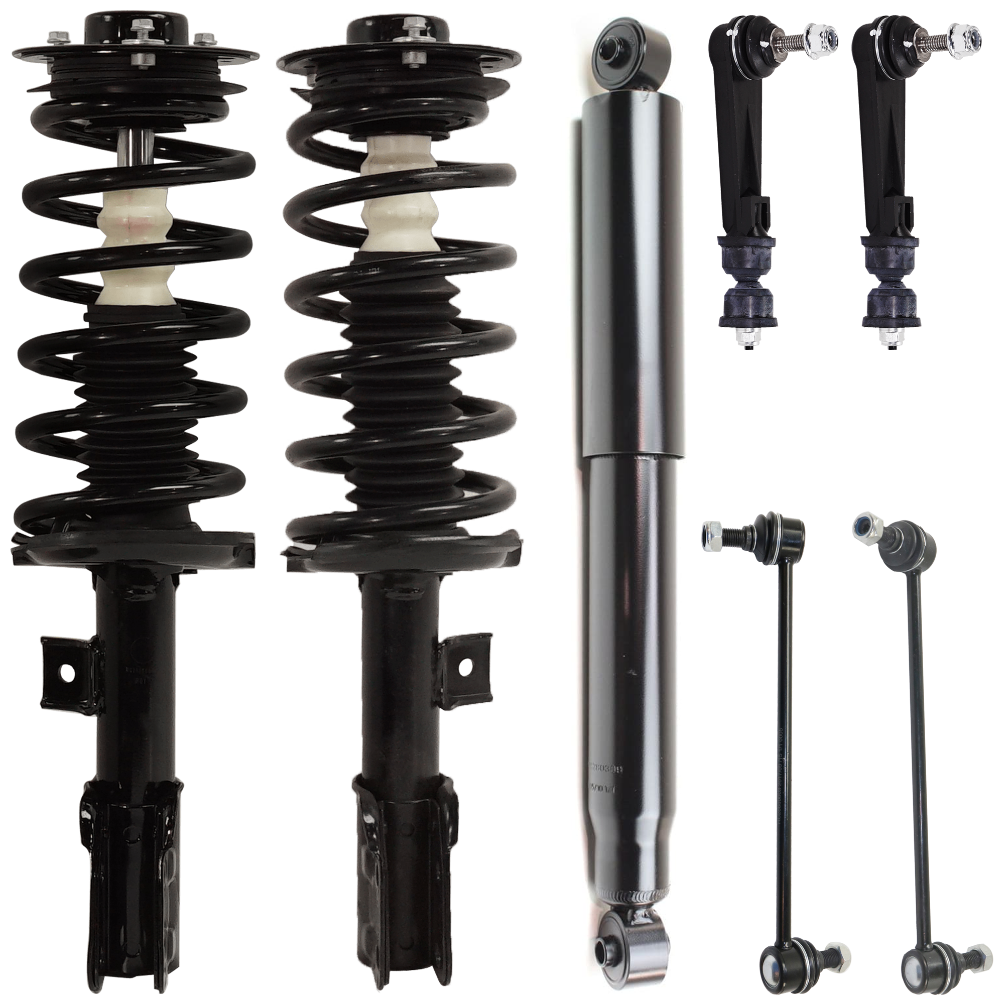 AM VUE 08-10 FRONT AND REAR SHOCK AND FULLY LOADED STRUT RH AND LH 8 pc kit with Loaded Struts Shock Absorbers and Sway Bar Links SKU KIT 070224 C123 OEM 841-298-738-896-546-000-000-000-000