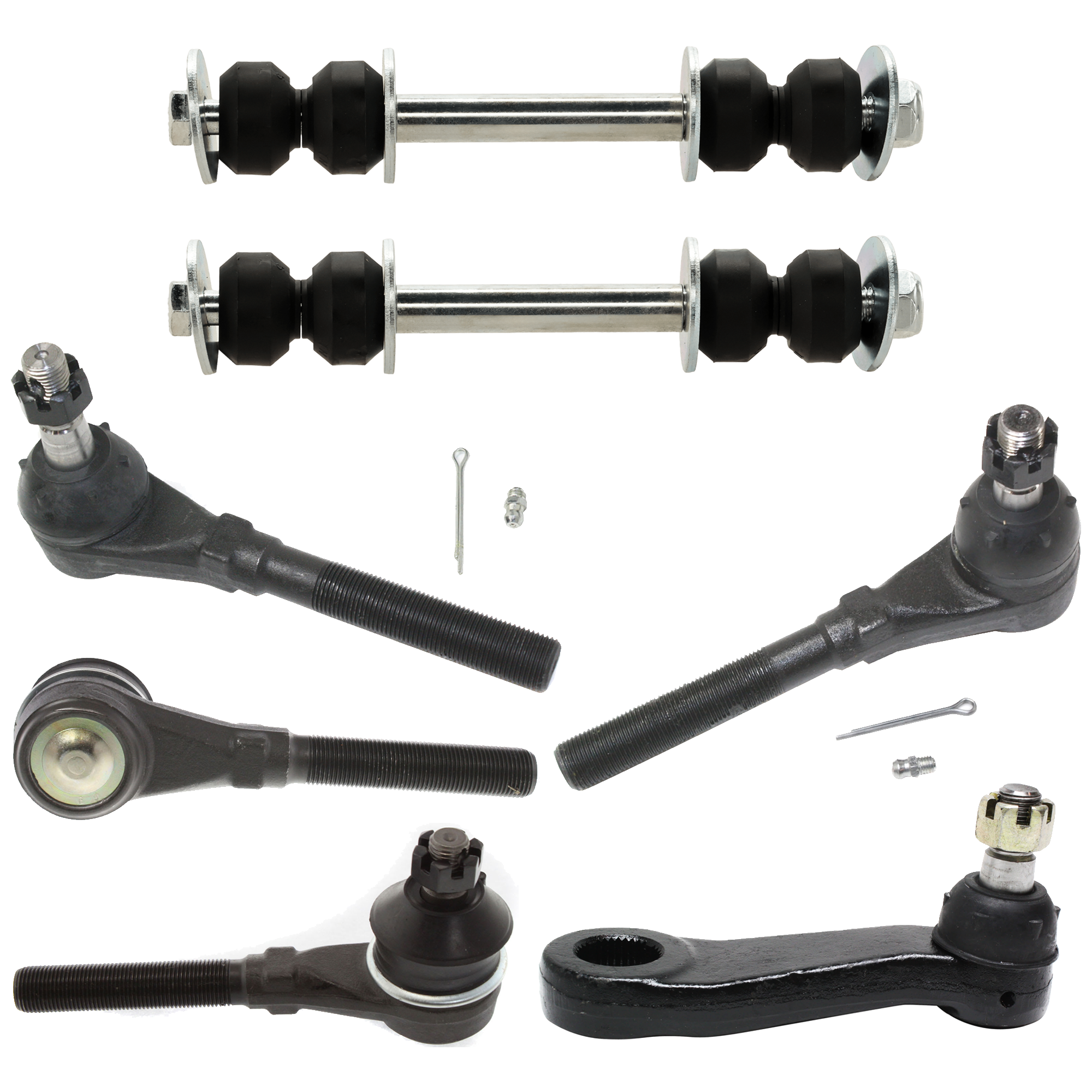 AM F SERIES 97-04 PITMAN ARM 7 pc Kit with Sway Bar Link and Tie Rod End SKU KIT 070224 C136 OEM 190150-985502-2681666-44510