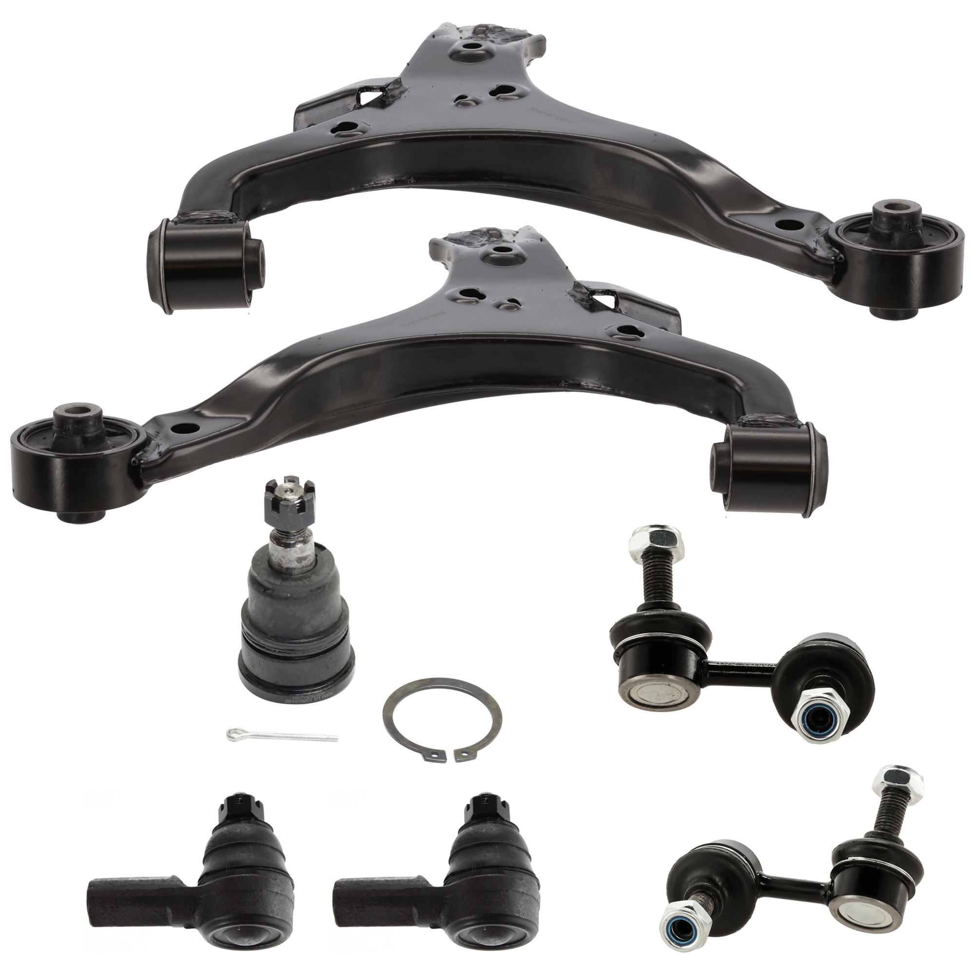 AM CIVIC 02-05 FRONT CONTROL ARM RH AND LH Lower 7 pc Kit with Ball Joint Sway Bar Link and Tie Rod End SKU KIT 070224 C138 OEM 51350S5TA00-51350S5TA01-51360S