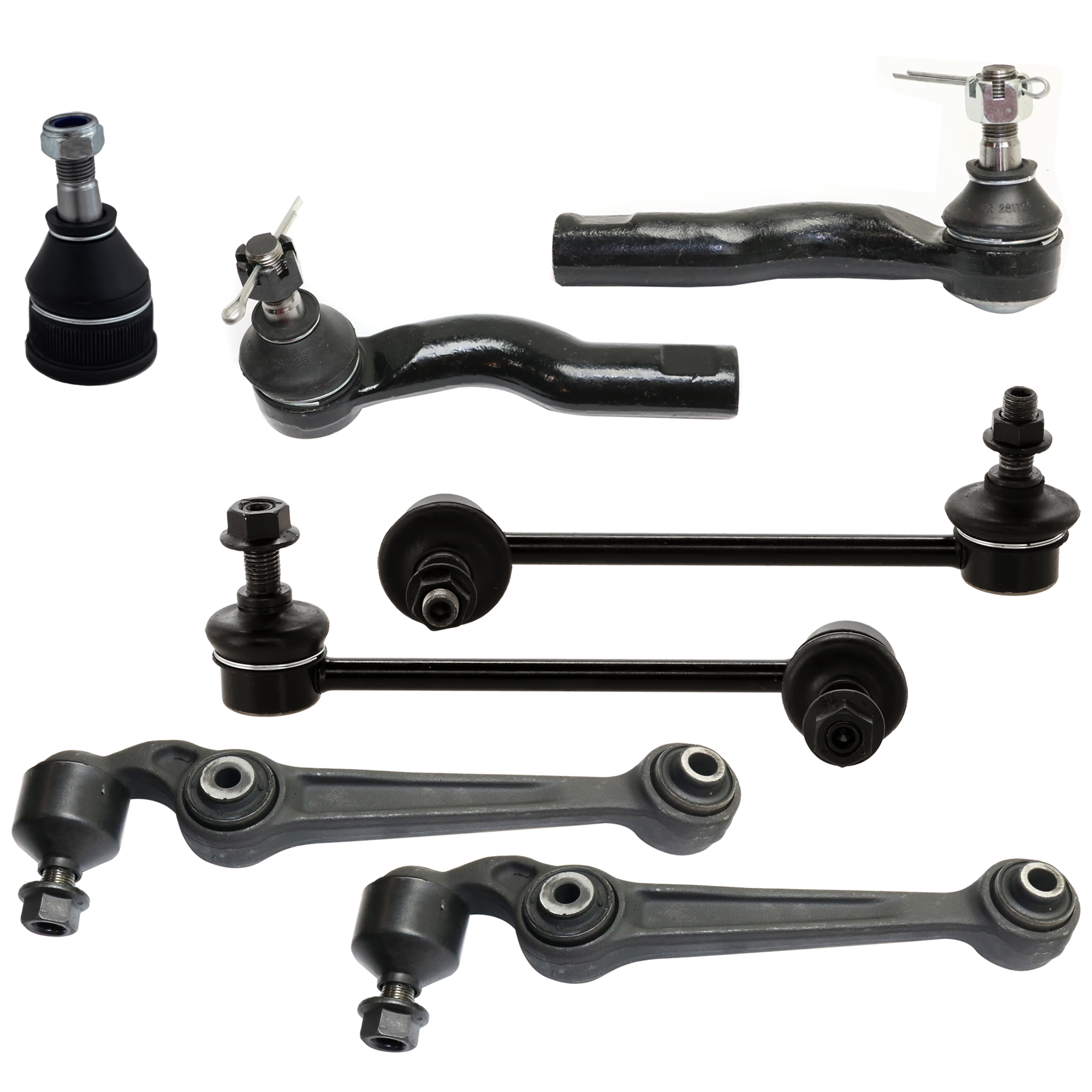 AM MILAN MKZ 07-09 FUSION 07-10 FRONT CONTROL ARM KIT RH AND LH 7 pc kit with Ball Joints Sway Bar Links and Tie Rod Ends SKU KIT 070224 C148 OEM 7E5Z3078R BE5Z3078A 6M8Z3078A