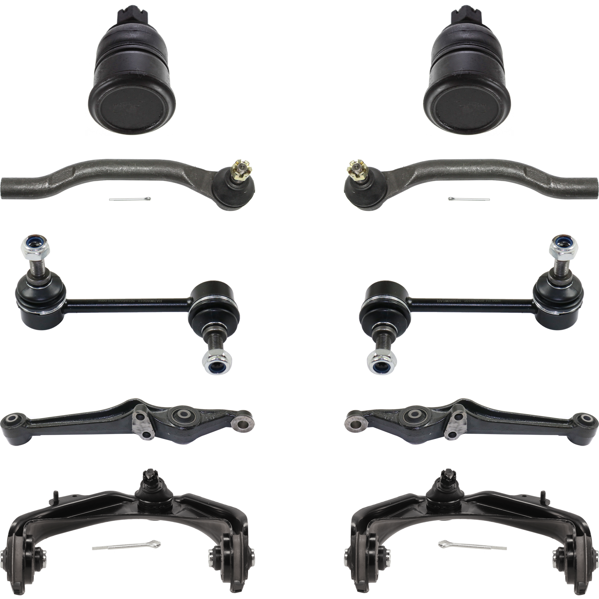 AM ACCORD 98-02 CL 01-03 FRONT CONTROL ARM RH AND LH Upper and Lower 10 pc Kit with Ball Joint Sway Bar Link and Tie Rod End SKU KIT 070224 C14 OEM 51355S84A00-51365S84A00-51450S