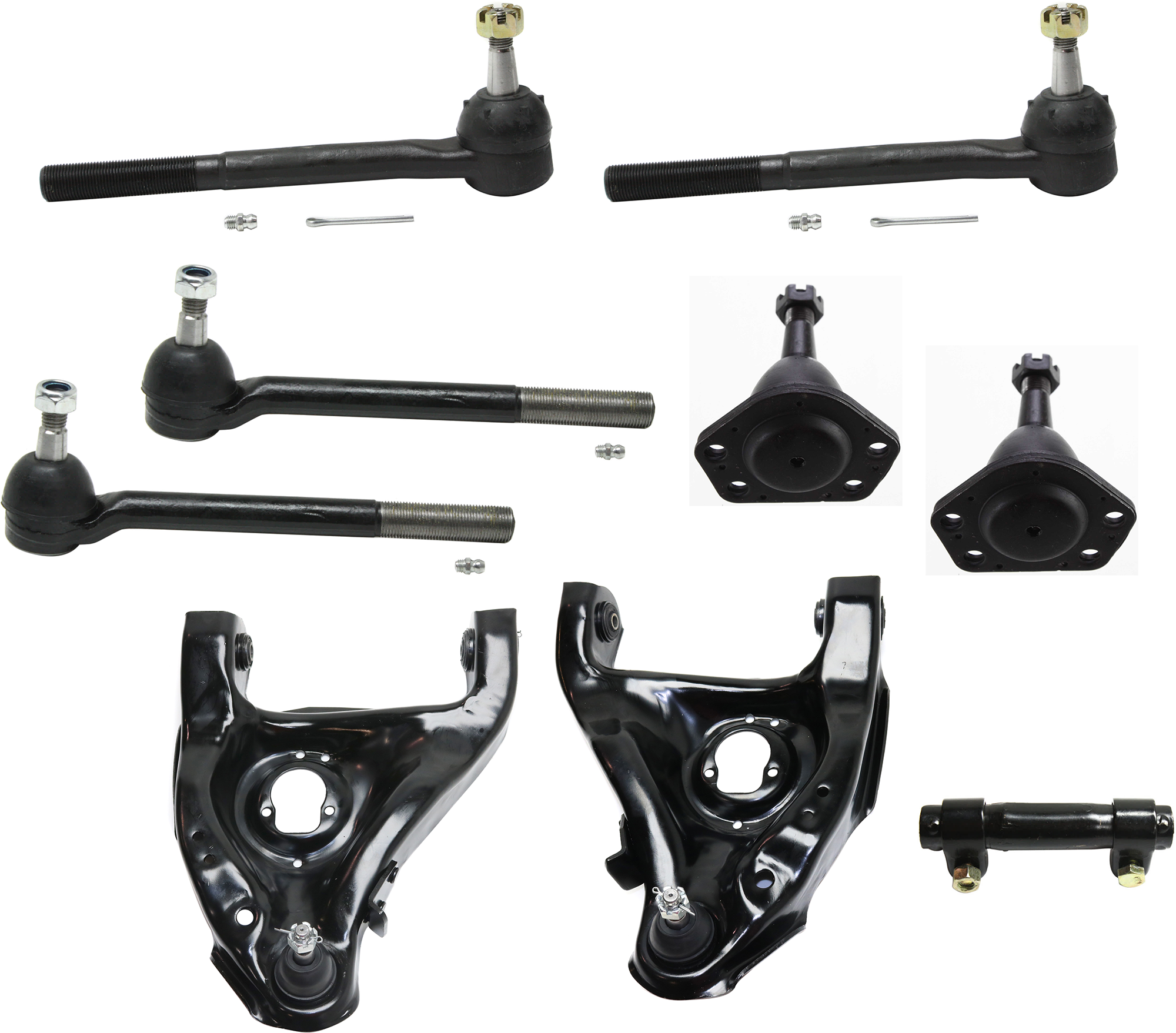 AM BLAZER 96-05 S10 SONOMA 96-03 FRONT CONTROL ARM RH AND LH 9 pc Kit Lower with Ball Joints Tie Rod Adjusting Sleeves and Tie Rod Ends SKU KIT 070224 C152 OEM 15003923-15003924-10268-282