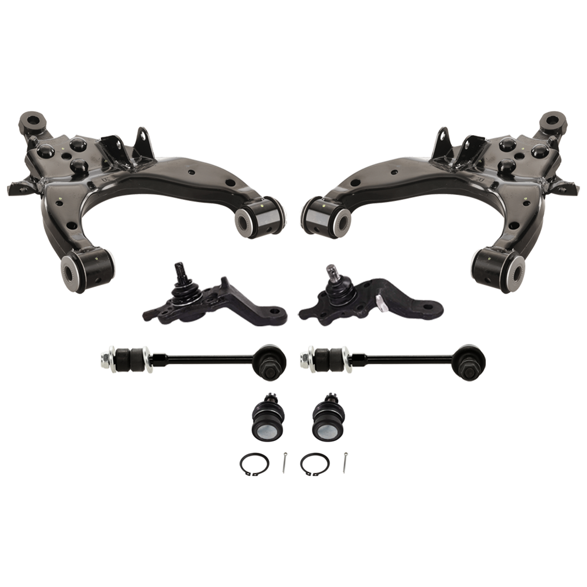 AM 4RUNNER 96-02 FRONT CONTROL ARM RH AND LH Lower 8 pc Kit with Ball Joint and Sway Bar Link SKU KIT 070224 C155 OEM 4806835080-4806835081-480693
