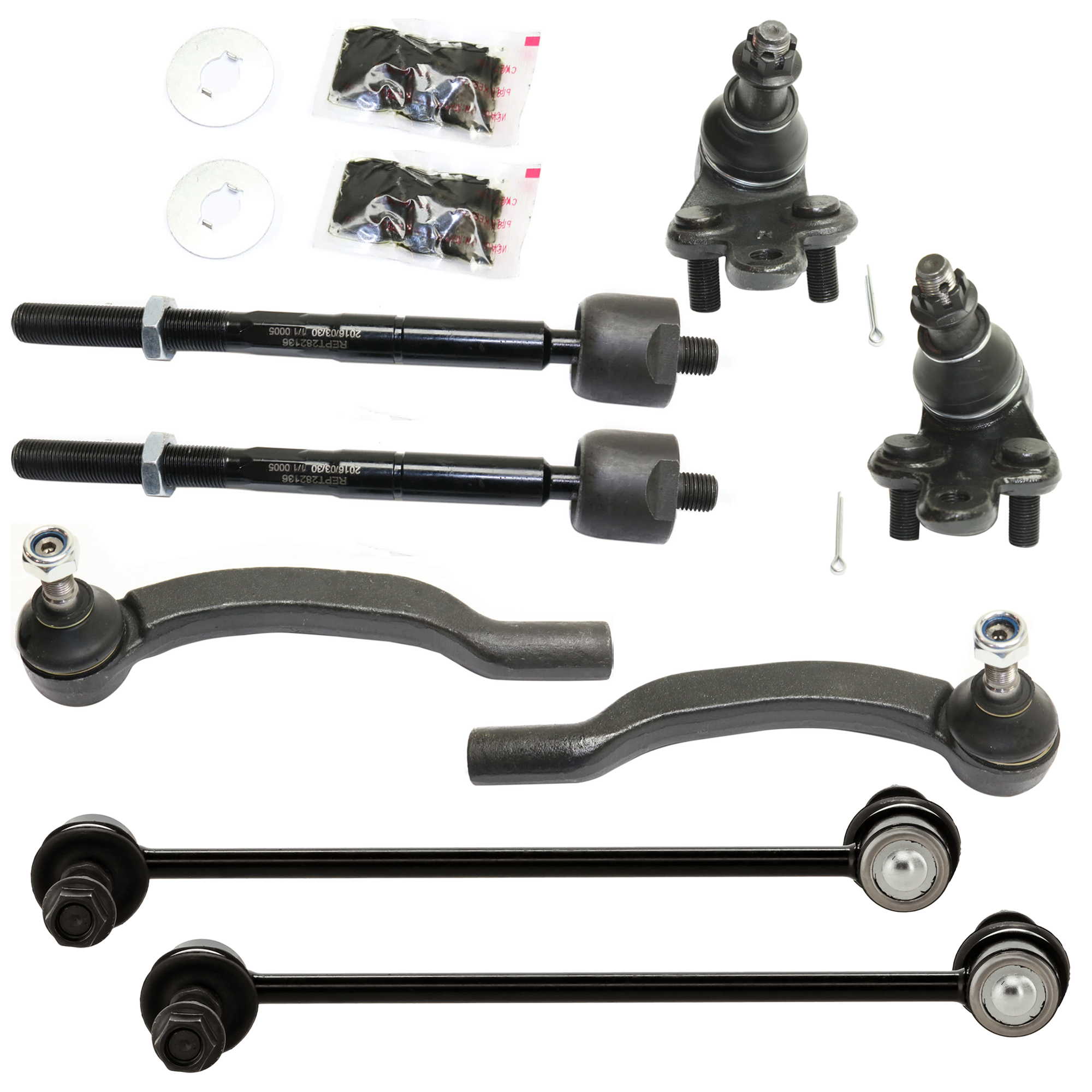 AM SIENNA 04-10 FRONT TIE ROD END RH AND LH Inner and Outer Lower 8 pc kit with Ball Joint and Sway Bar Link SKU KIT 070224 C160 Partslink TO4522102 OEM 1015314-2693408-4012071-454