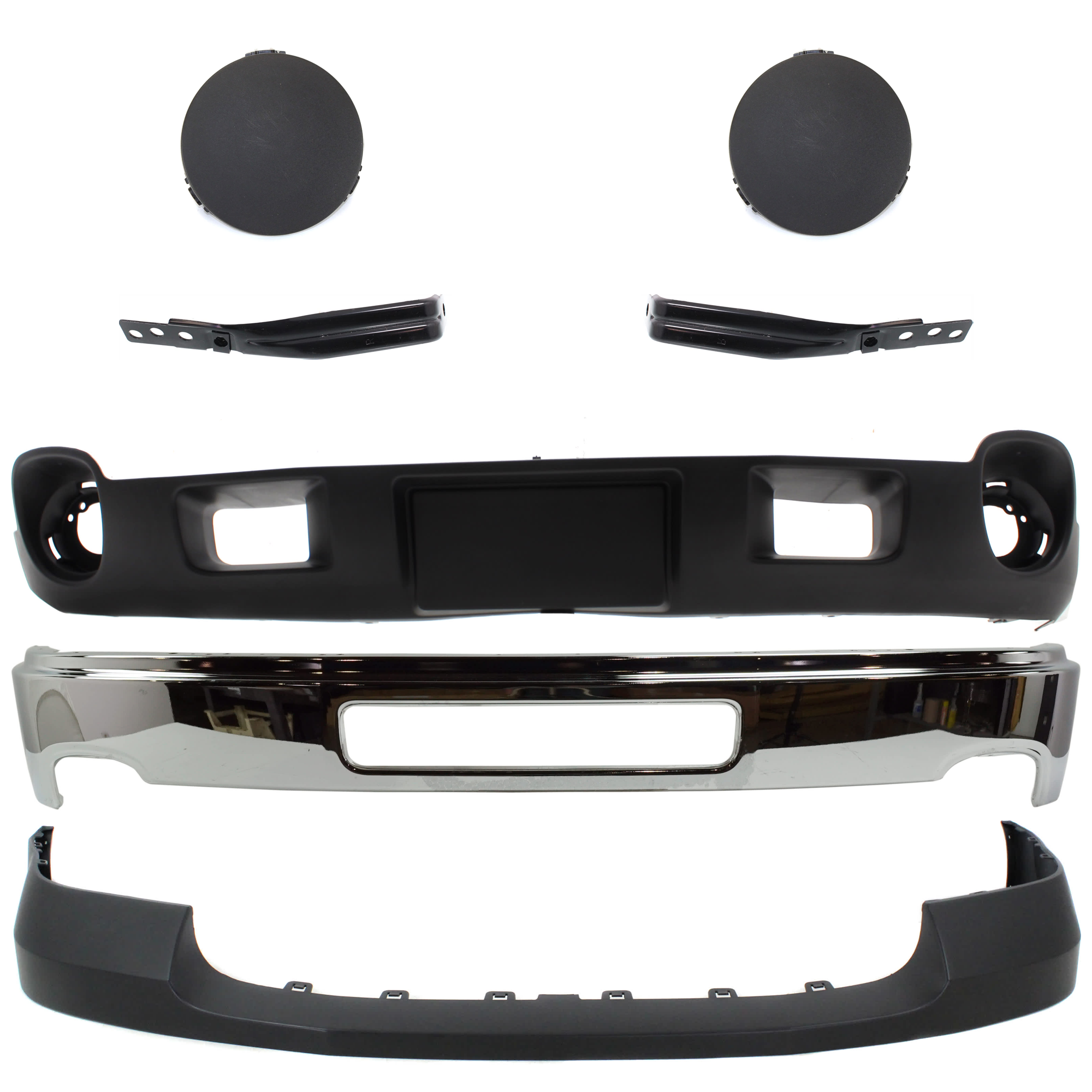 AM SIERRA 2500-3500 HD 11-14 FRONT BUMPER RH AND LH 7 pc kit w Valance Fog Light and Bumper Bracket SKU KIT 070224 C168 Partslink GM1002839 GM1063104 GM1062104 GM1014105 GM1038146 GM1092216 OEM 25998989-25993620-25993619-227