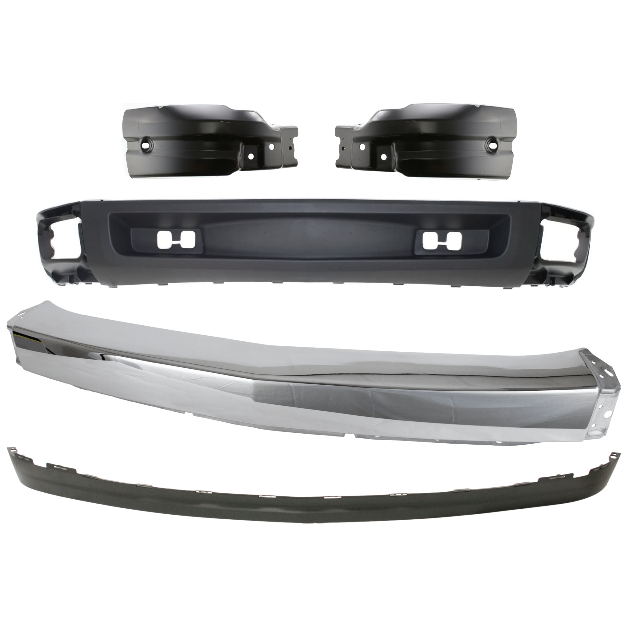 AM SILVERADO 1500-07-08 FRONT BUMPER RH AND LH Lower 5 pc kit w Valance and Bumper End SKU KIT 070224 C185 Partslink GM1002830 GM1005148 GM1004148 GM1092191 GM1092192 OEM 15836961-22737639-22737638-258