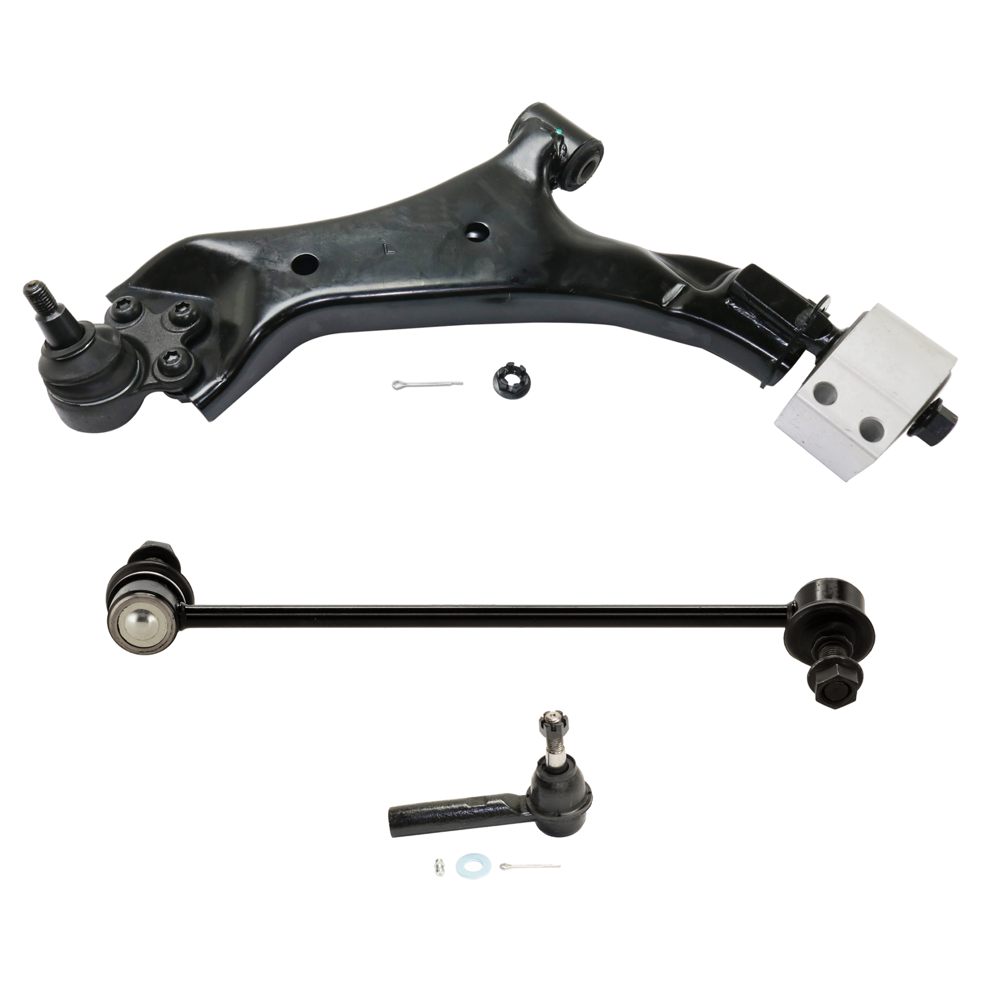 AM EQUINOX TERRAIN 10-17 FRONT CONTROL ARM RH AND LH 6 pc kit with Sway Bar Link and Tie Rod End SKU KIT 070224 C188 OEM 209-457-792-094-578-000-000-000-000