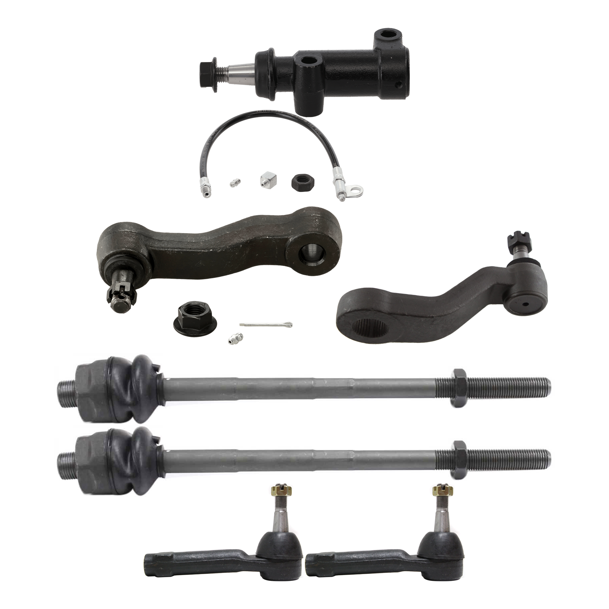 AM SILVERADO SIERRA 1500-99-07 IDLER ARM BRACKET 7 pc Kit with Idler Arm Pitman Arm and Tie Rod End SKU KIT 070224 C206 OEM 190177-2683717-4501123-1247