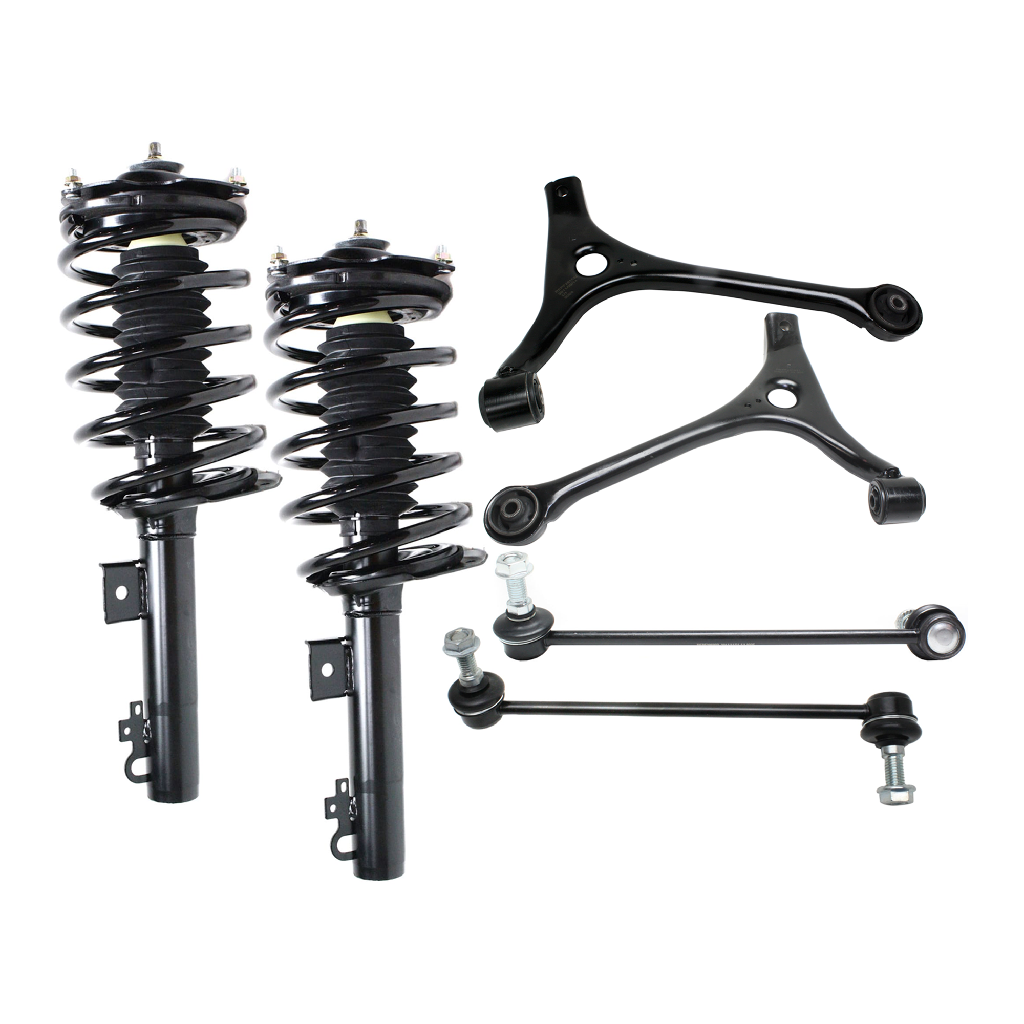 AM SABLE 98-05 TAURUS 98-07 FRONT FULLY LOADED STRUT RH AND LH 6 pc kit with Control Arms and Sway Bar Links SKU KIT 070224 C228 OEM 3F1Z18125DA 3F1Z18124CB F8DZ