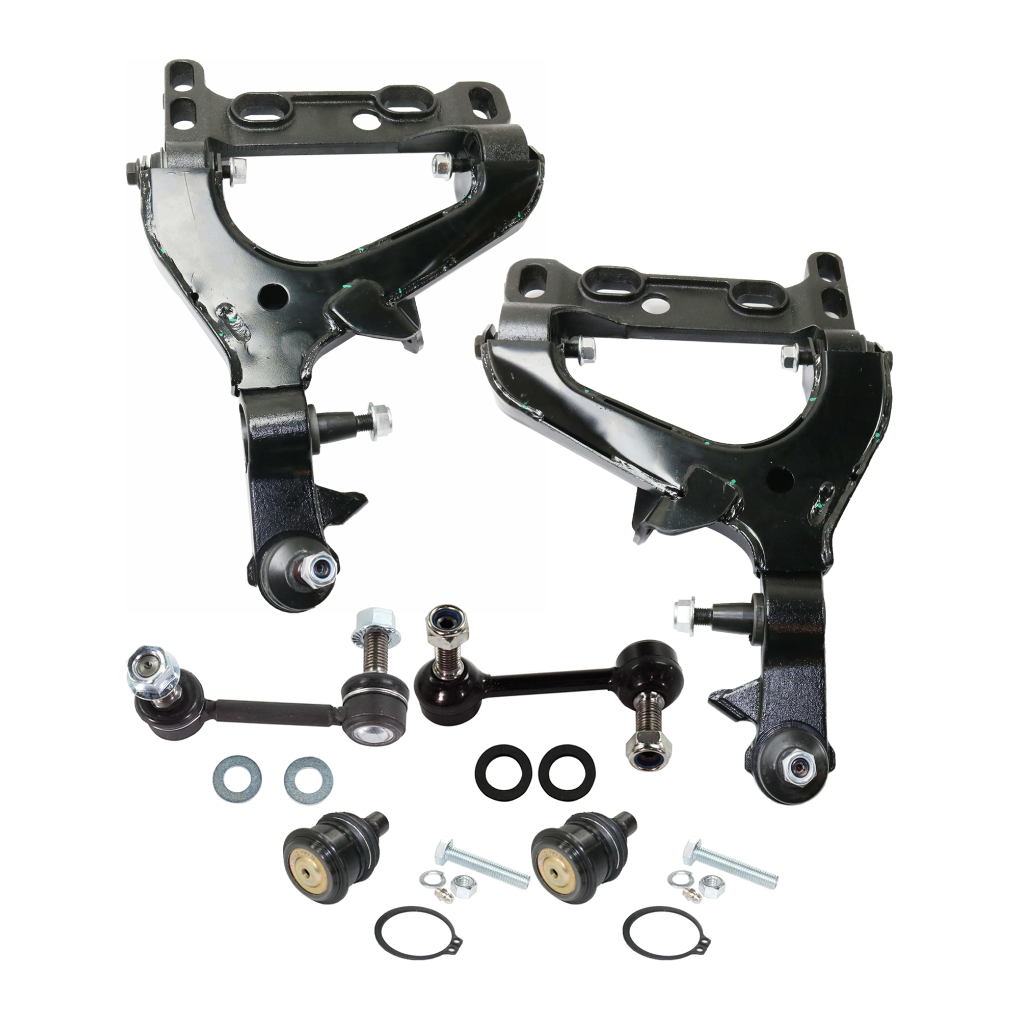 AM ENVOY TRAILBLAZER ASCENDER 04-07 FRONT CONTROL ARM RH AND LH Lower 6 pc Kit with Ball Joint and Sway Bar Link SKU KIT 070224 C231 OEM 19133555-19133556-104332-10