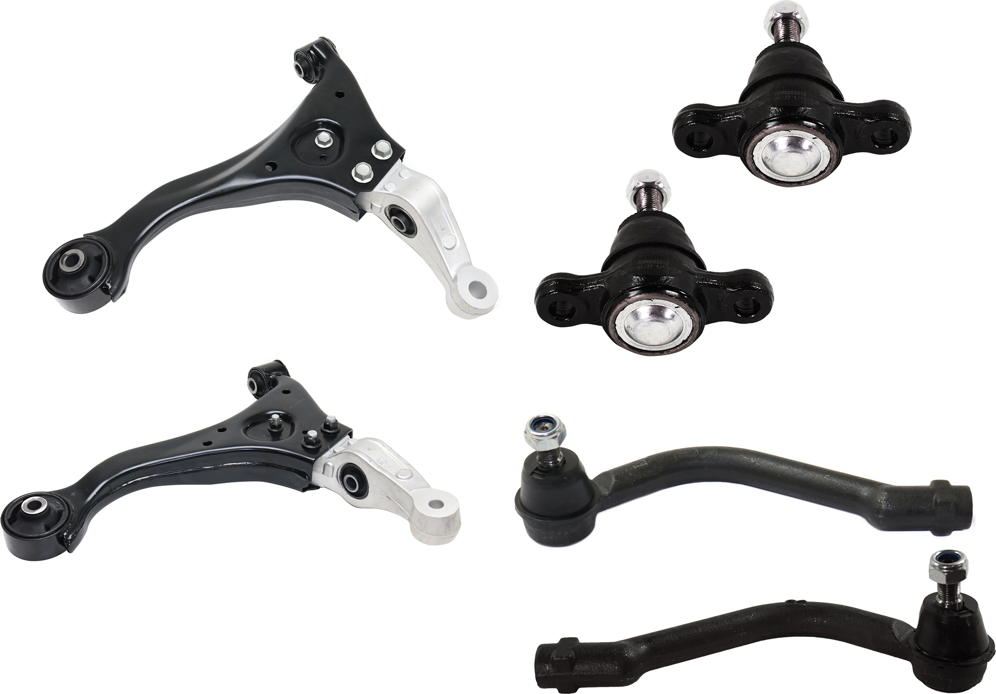 AM SONATA 06-08 FRONT CONTROL ARM RH AND LH Lower 6 pc Kit with Ball Joint and Tie Rod End SKU KIT 070224 C235 OEM 545003K060-545003K000-545013K0