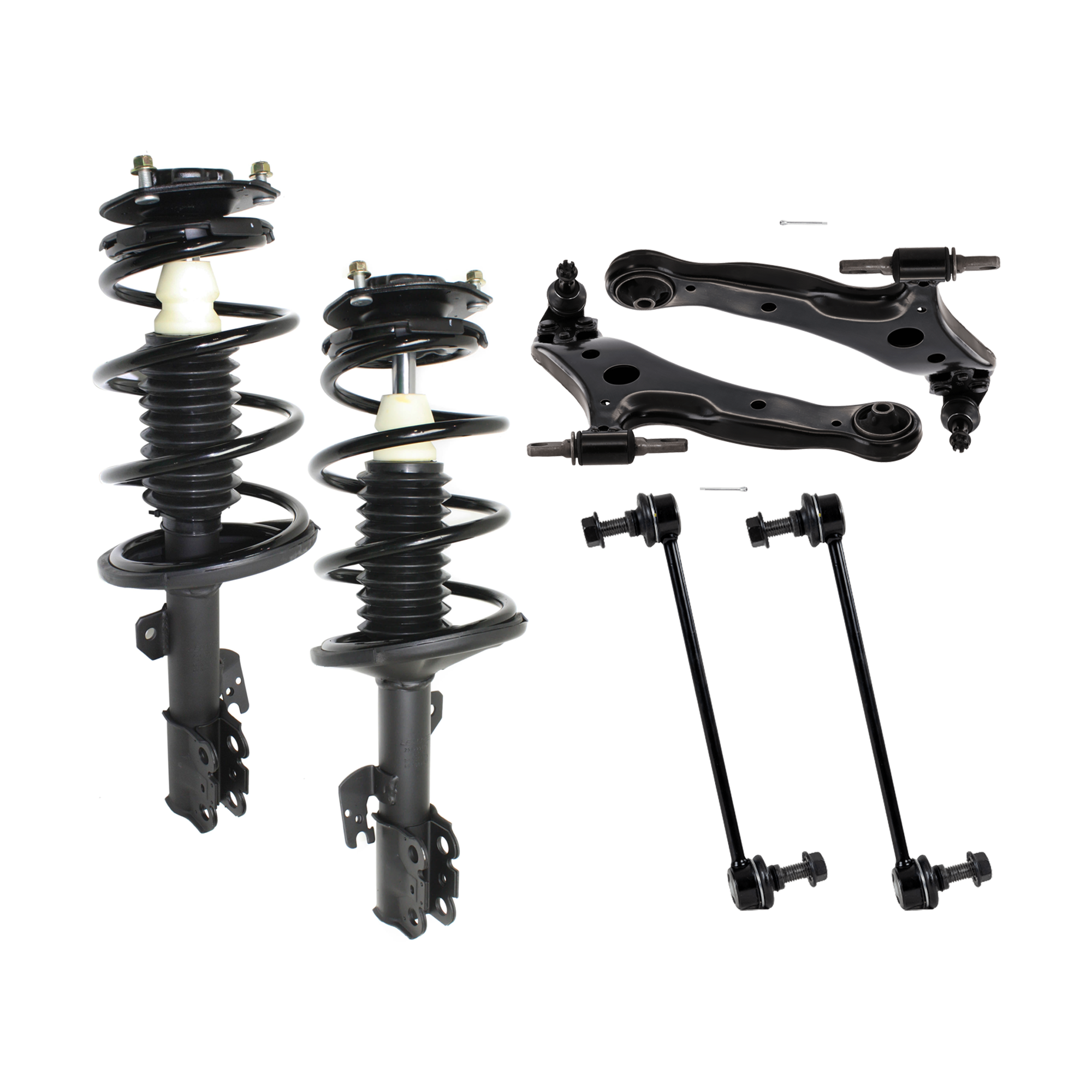 AM CAMRY ES300-02-03 FRONT FULLY LOADED STRUT RH AND LH 6 pc kit Gas Charged Twin tube with Control Arm and Sway Bar Link SKU KIT 070224 C250 OEM 4853039795-48510A9190-48540394