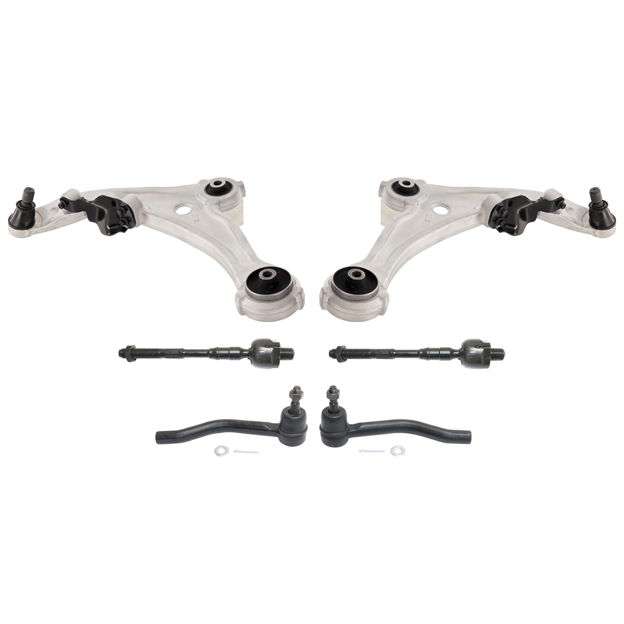 AM ALTIMA 07-13 FRONT CONTROL ARM RH AND LH Lower 6 pc Kit with Tie Rod End SKU KIT 070224 C256 OEM 54500JA00B 54501JA00B 48521JA0