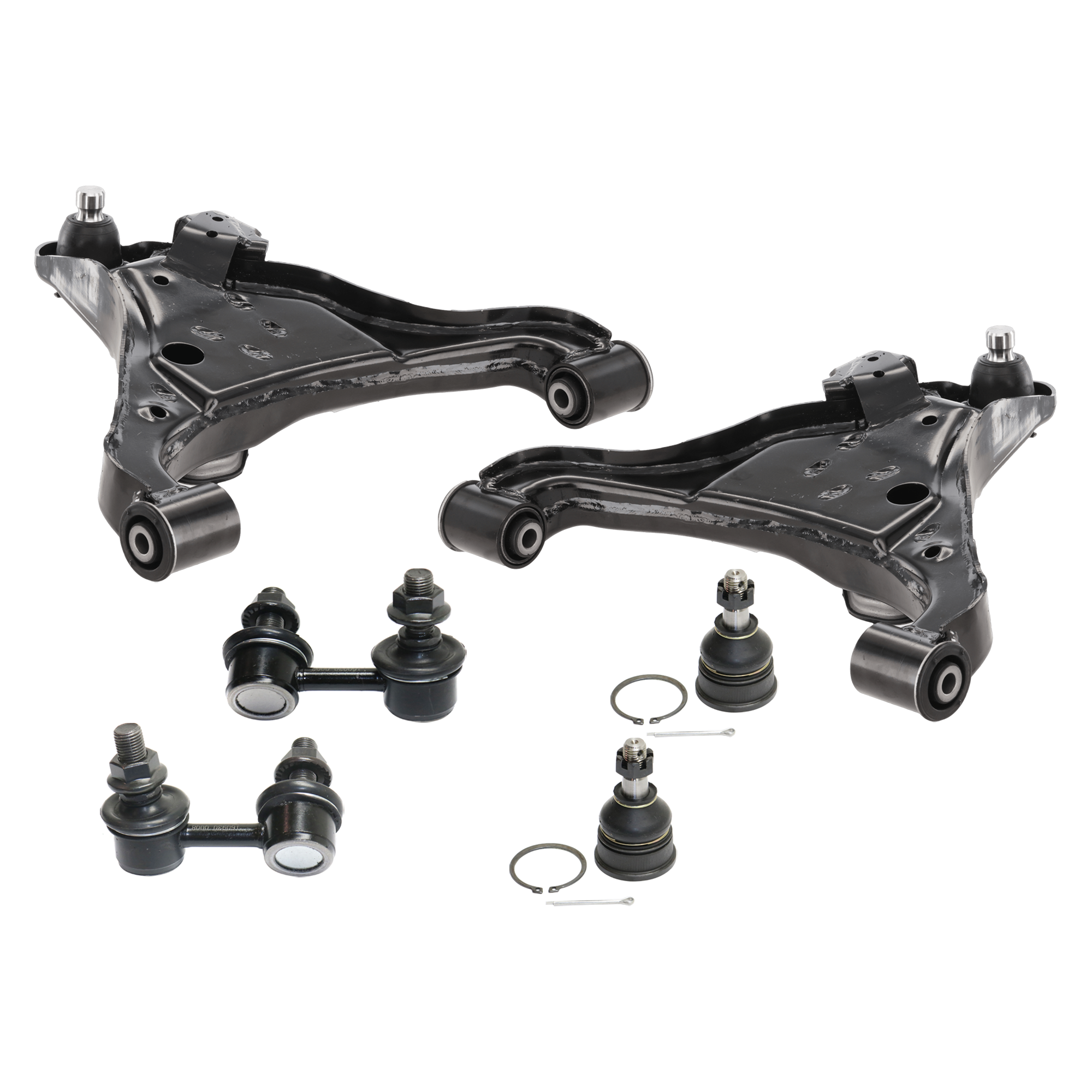 AM FRONTIER 05-18 XTERRA 05-15 FRONT CONTROL ARM RH AND LH Lower 6 pc Kit with Ball Joint and Sway Bar Link SKU KIT 070224 C258 OEM 545009CD0A 54500EA000-54500E