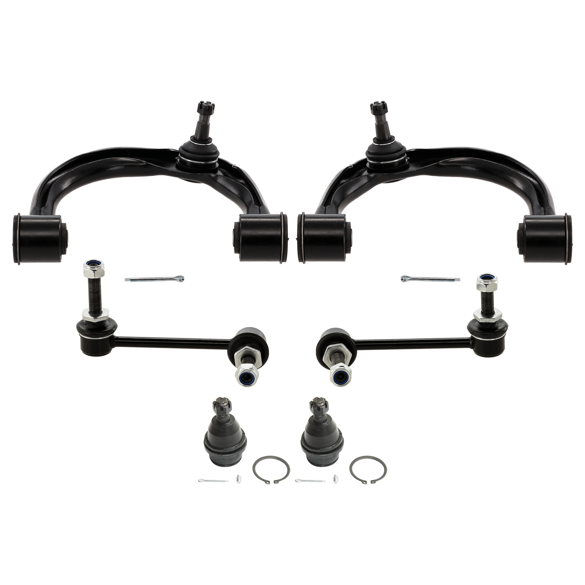 AM 4RUNNER GX460-03-09 FRONT CONTROL ARM RH AND LH Upper 6 pc Kit with Ball Joint and Sway Bar Link SKU KIT 070224 C272 OEM 4861060050-4861060070-48630600