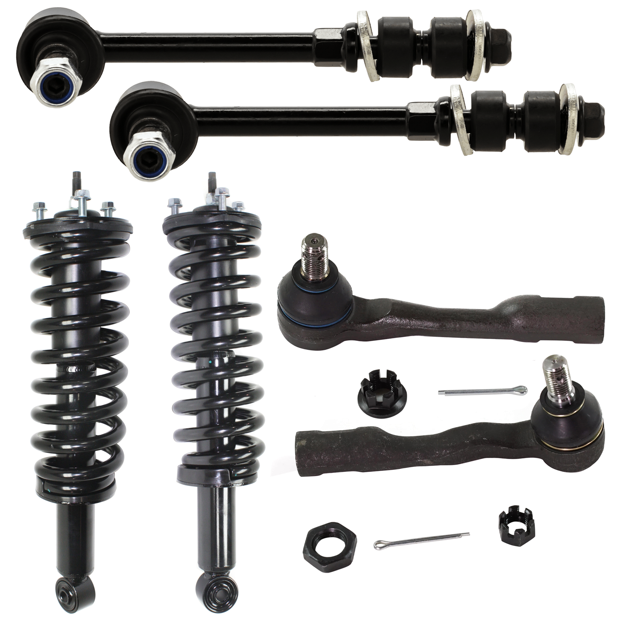 AM TUNDRA 03-06 FRONT FULLY LOADED STRUT RH AND LH 6 pc kit with Sway Bar Links and Tie Rod Ends SKU KIT 070224 C276 OEM 4851009750-48510A9550-48510A