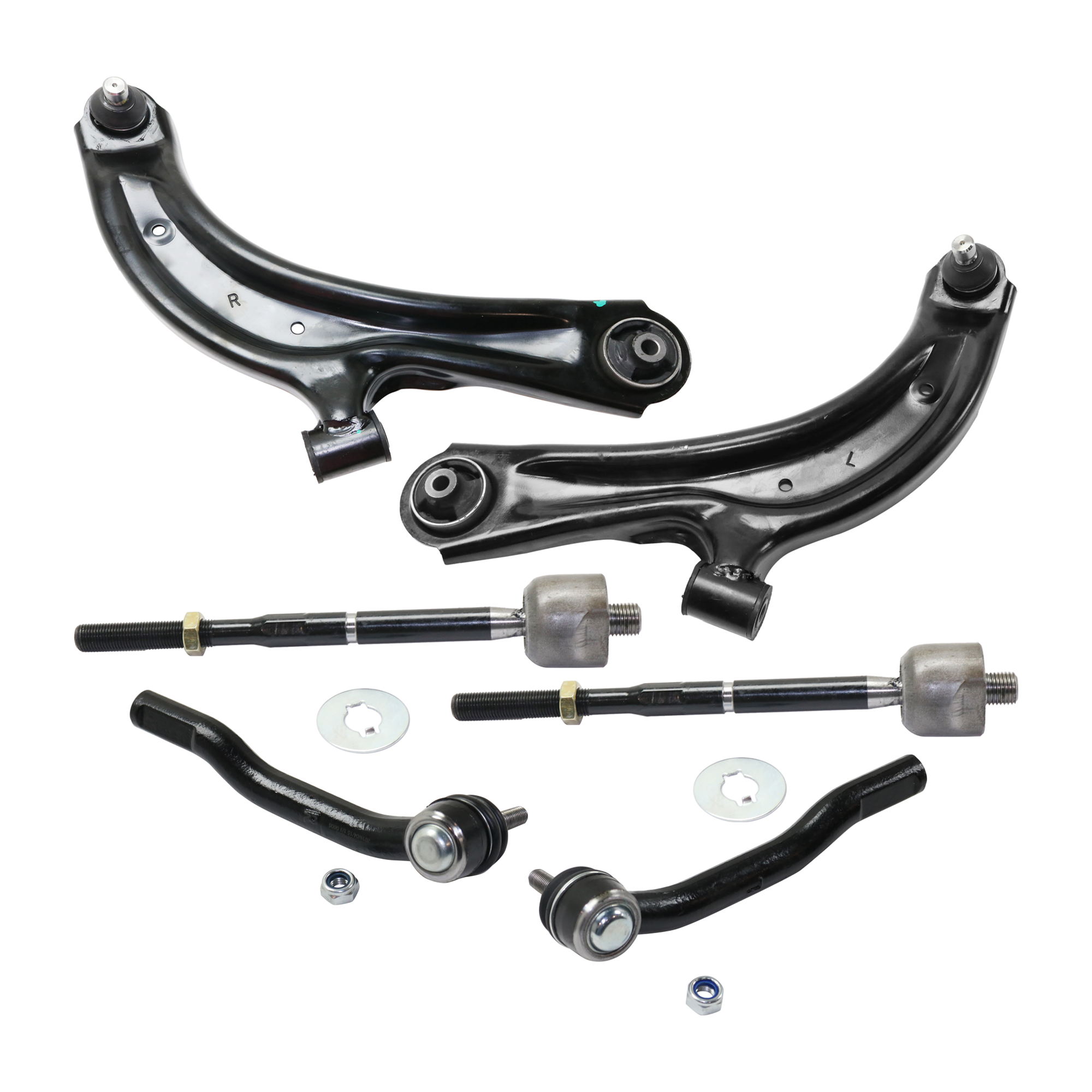 AM NV200-13-20 SENTRA 13-19 FRONT CONTROL ARM RH AND LH Lower 6 pc Kit with Tie Rod End SKU KIT 070224 C295 OEM 545003SH2A 545009AM1A 545013SH