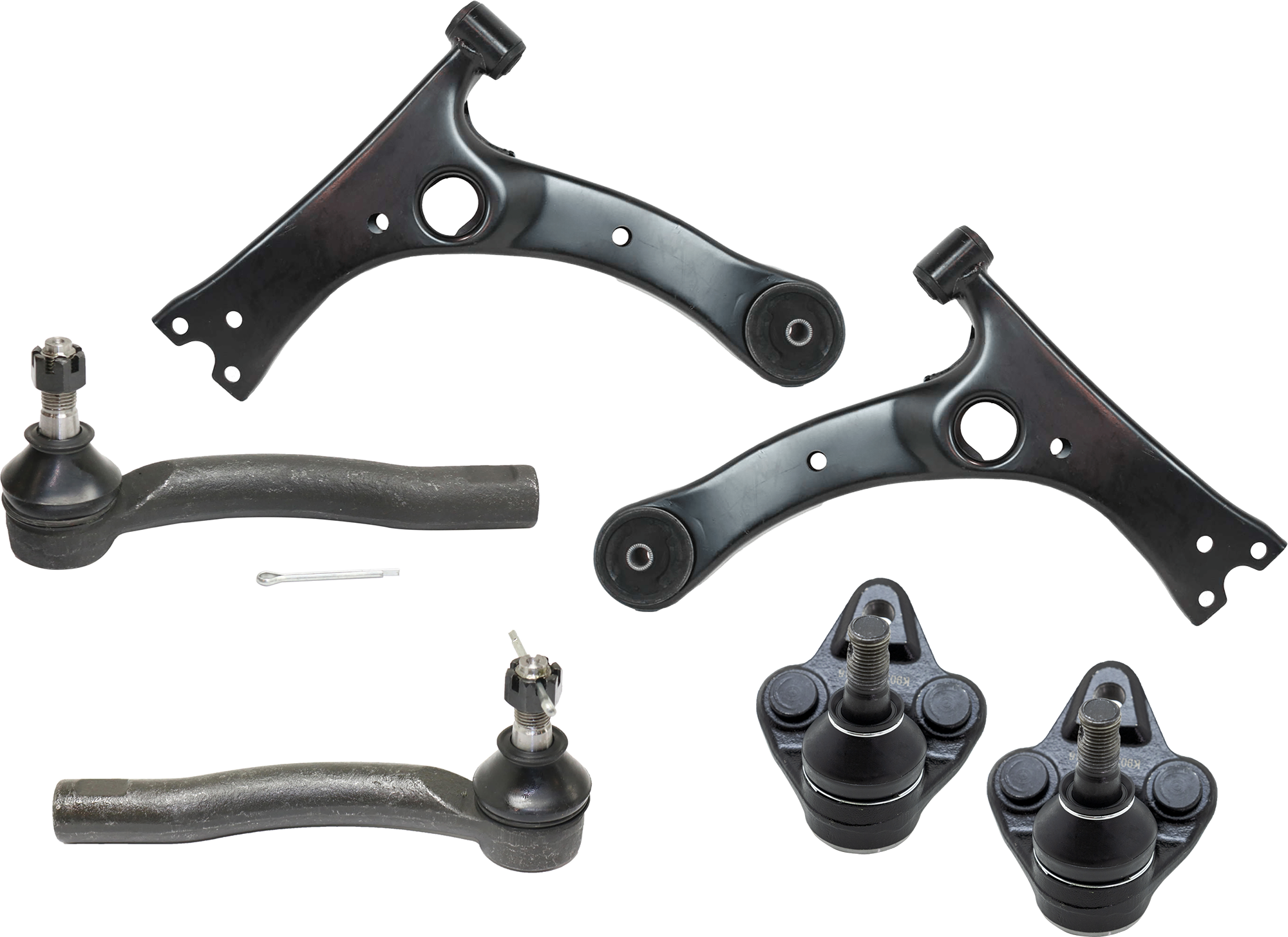 AM COROLLA 03-08 FRONT CONTROL ARM RH AND LH Lower 6 pc Kit with Ball Joint and Tie Rod End SKU KIT 070224 C303 OEM 4806802021-88970142-4806802020