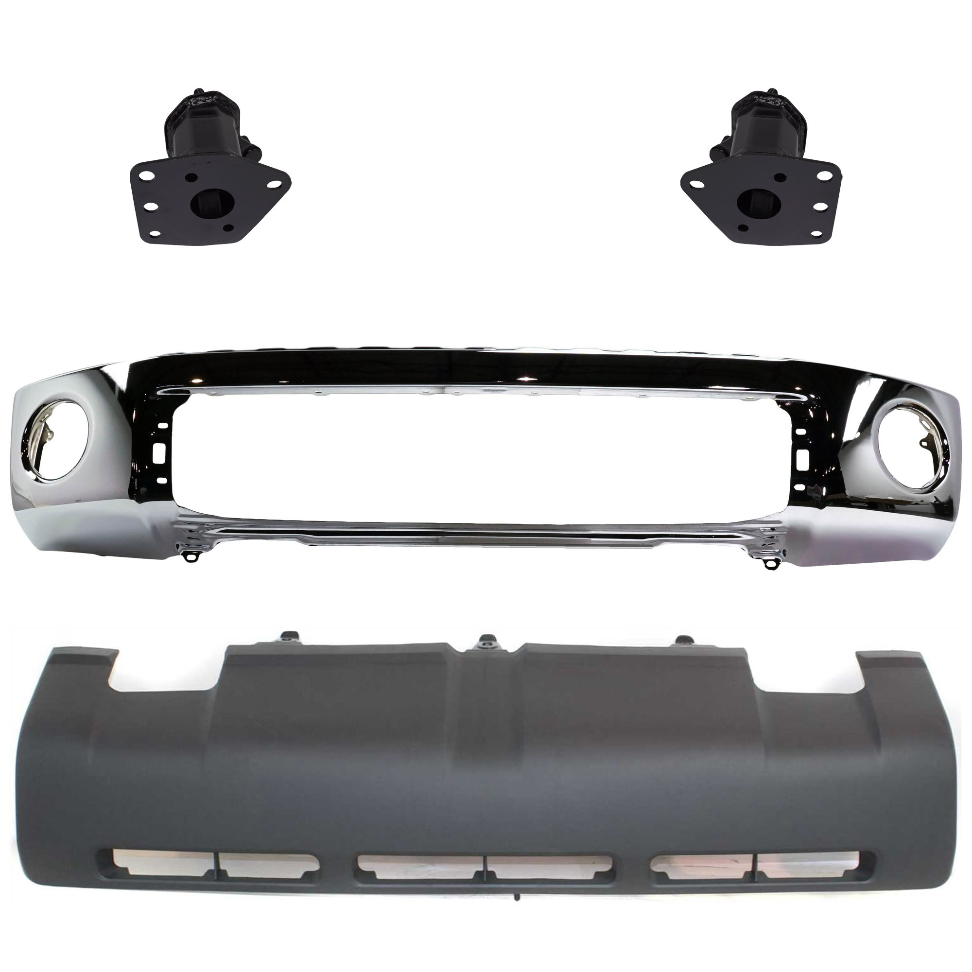 AM TUNDRA 07-09 FRONT BUMPER 4 pc kit Steel Chrome with Bumper Bracket and Valance w o Park Assist Sensor Holes Exc. Limited Model SKU KIT 070224 C309 Partslink TO1002182 TO1066162 TO1067168 TO1067162 TO1095199 OEM 521110C021-520260C010-520250C0