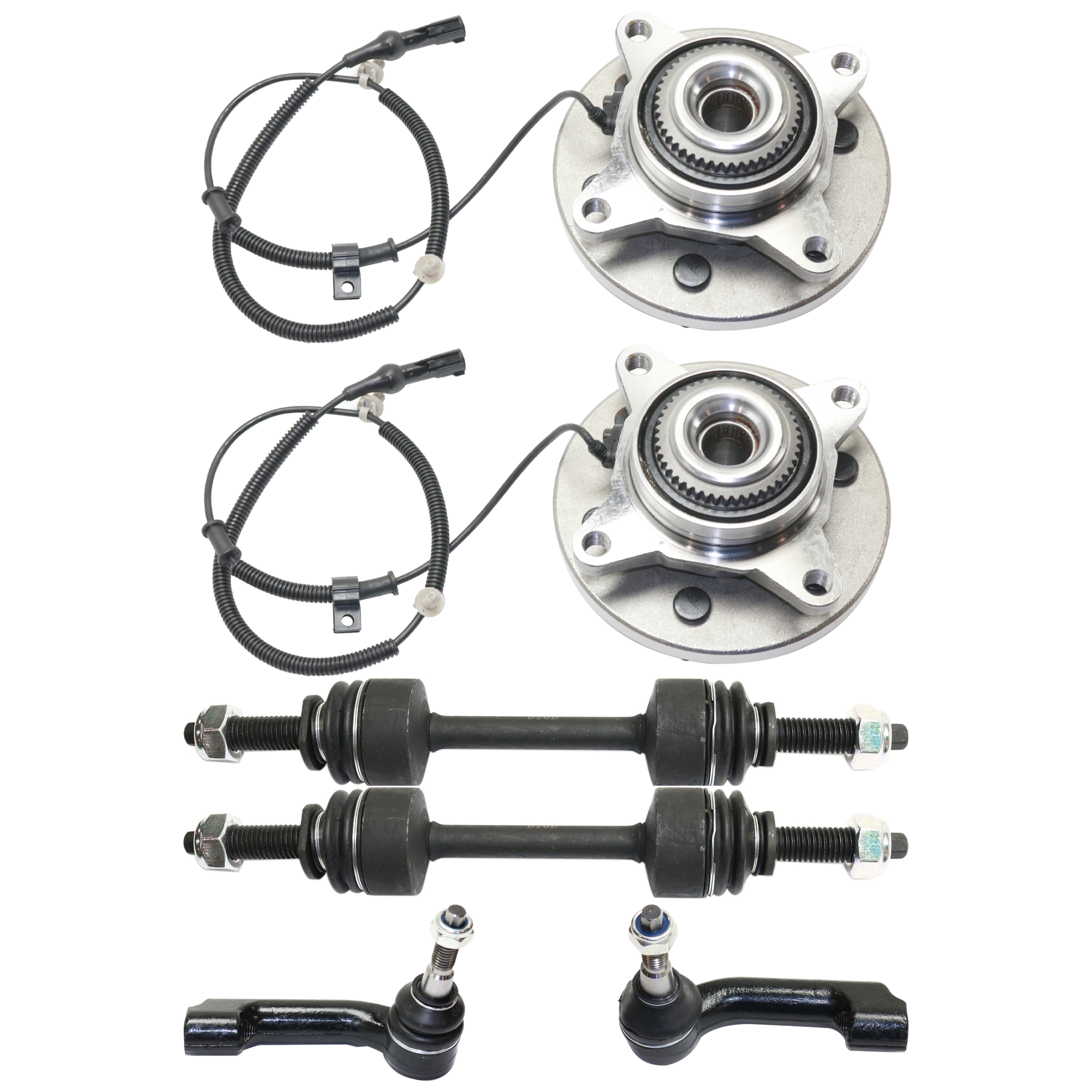 AM F 150 PICKUP 09-10 FRONT HUB ASSEMBLY RH AND LH Outer 6 pc kit with Sway Bar Link and Tie Rod End SKU KIT 070224 C339 OEM 9L3Z1104A 2653103-5451817-1875