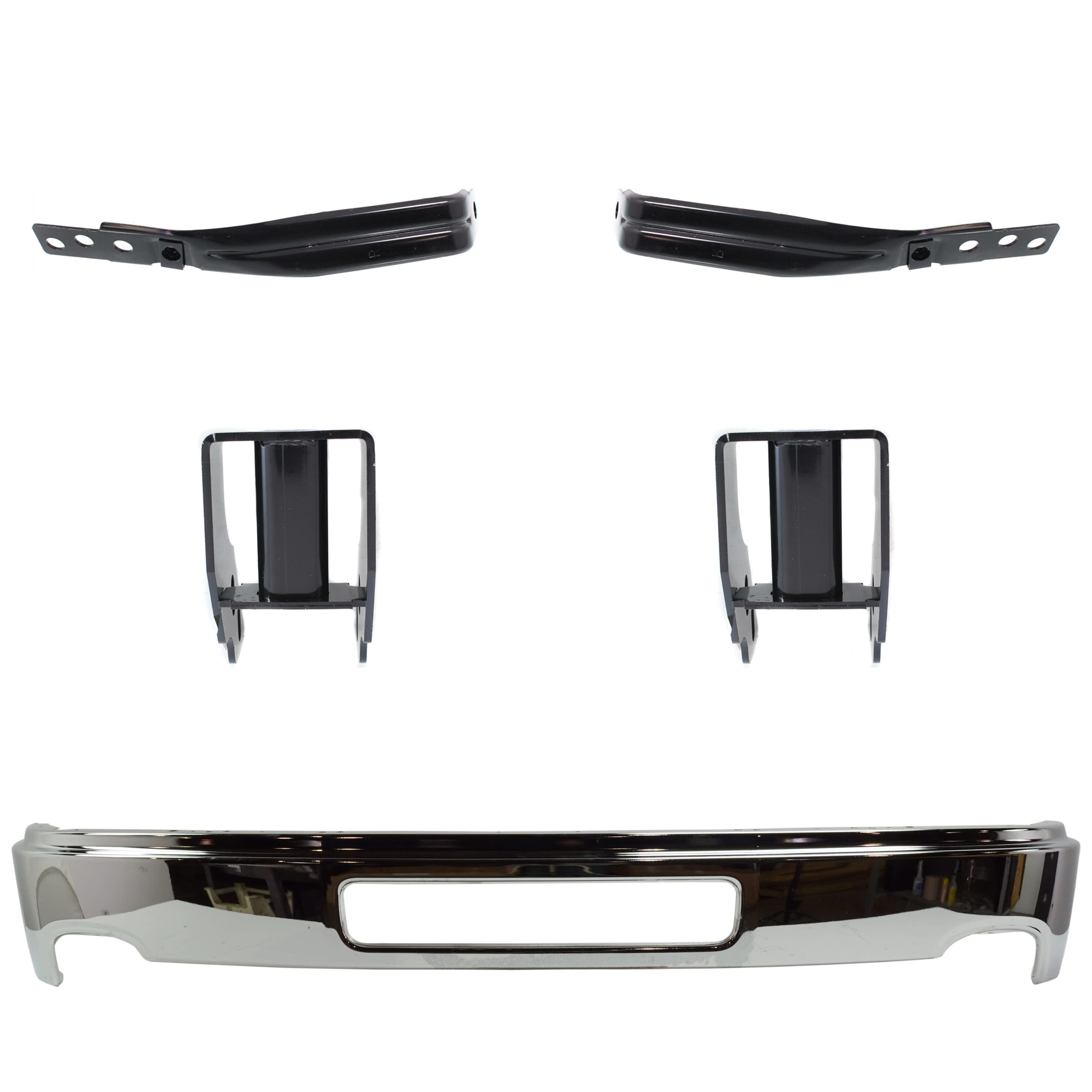 AM SIERRA 2500-3500 HD 11-14 FRONT BUMPER RH AND LH 5 pc kit w Bumper Bracket SKU KIT 070224 C341 Partslink GM1002839 GM1063104 GM1062104 GM1066195 OEM 25998989-25993620-25993619-209