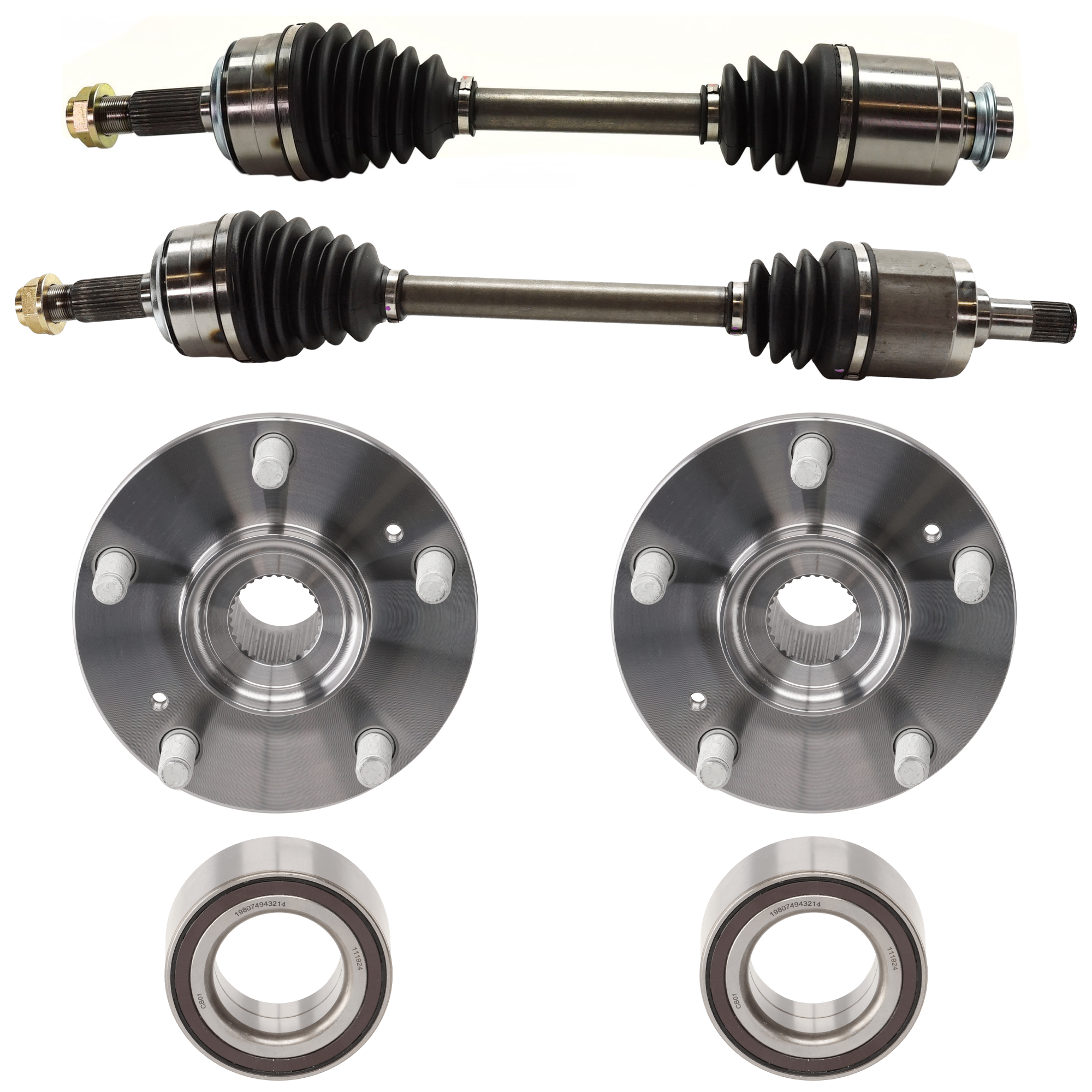 AM ACCORD 08-12 TSX 09-13 FRONT CV AXLE ASSEMBLY RH AND LH 6 pc kit with Wheel Bearings and Wheel Hubs SKU KIT 070224 C382 OEM 44600TA0A00