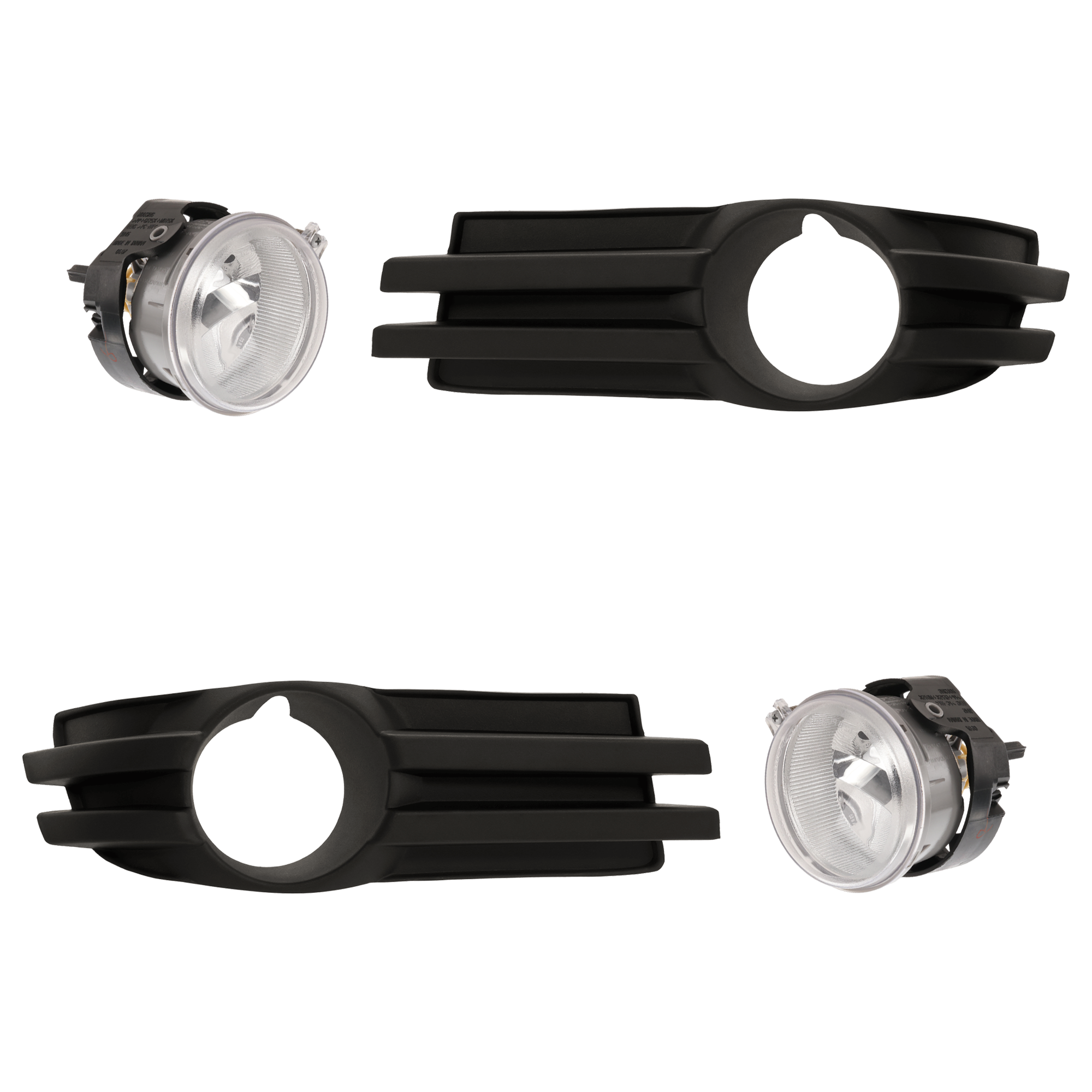 AM GRAND CARAVAN 10-10 FRONT FOG LAMP RH=LH 4 pc kit Assembly Halogen SKU KIT 070224 C450 Partslink CH2592142 CH2599103 CH2598103 OEM 5182025AA 5113232AA 5113233AA