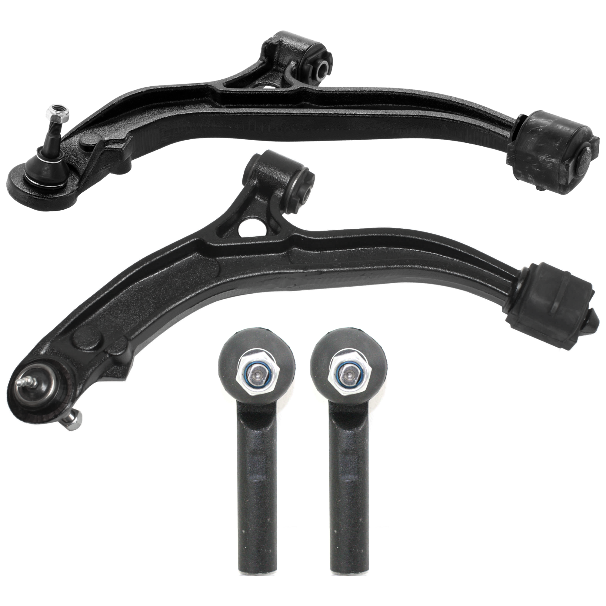 AM CARAVAN 01-04 FRONT CONTROL ARM RH AND LH Lower 4 pc Kit with Tie Rod End SKU KIT 070224 C459 OEM 4743834AB 4743835AB 2693165-40